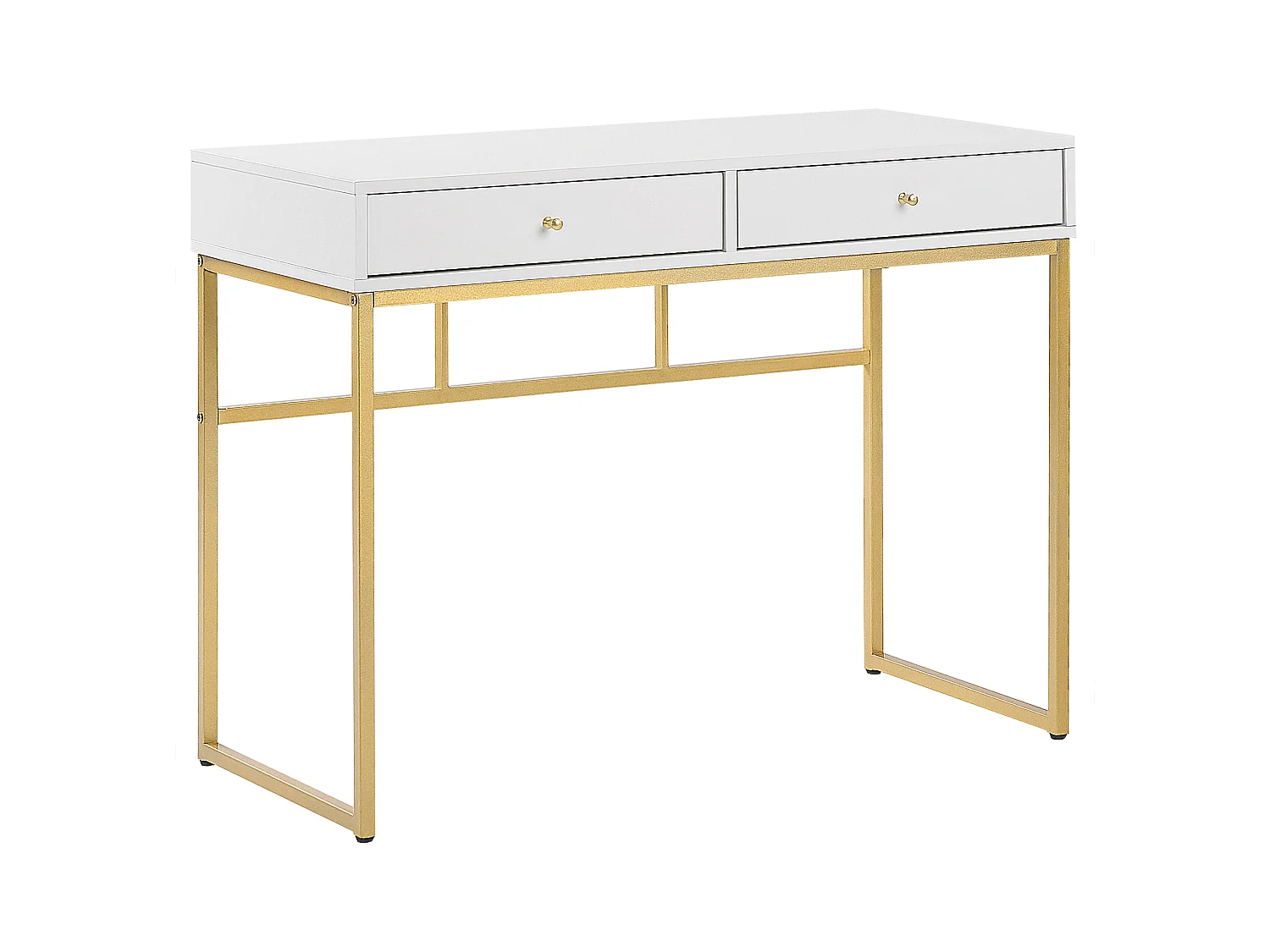 Console Table de bureau DAPHNE Blanc/doré 100 cm 48 cm avec rangement