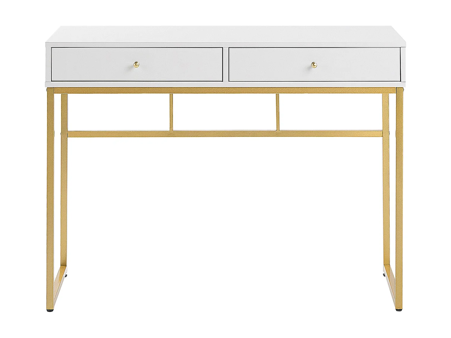 Console Table de bureau DAPHNE Blanc/doré 100 cm 48 cm avec rangement