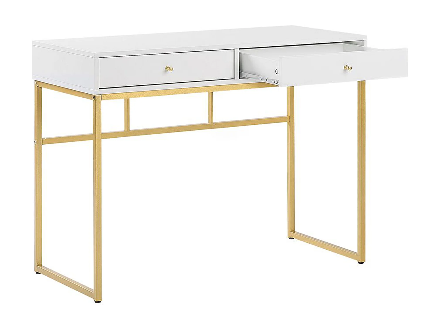Console Table de bureau DAPHNE Blanc/doré 100 cm 48 cm avec rangement