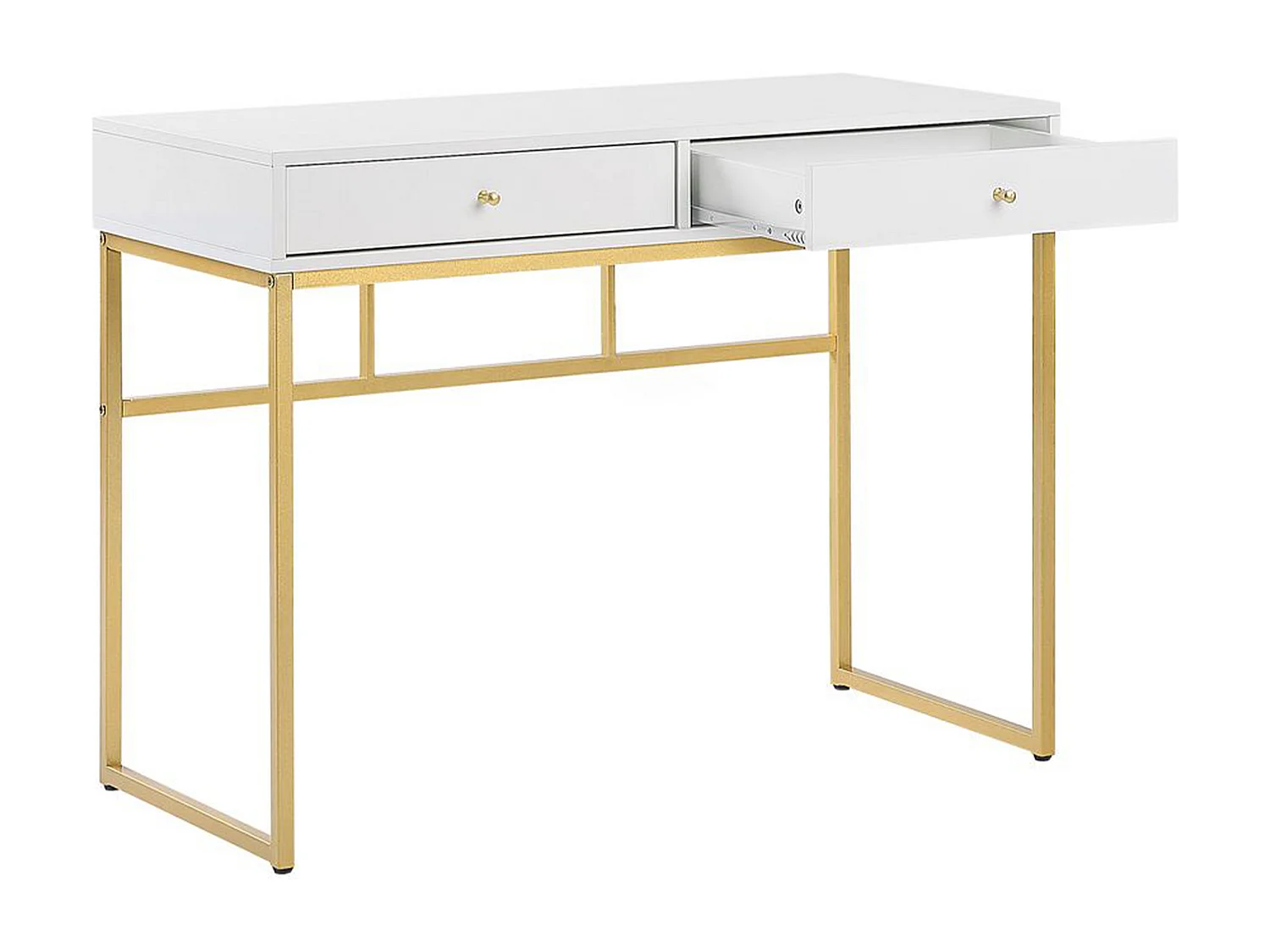 Consola Secretária DAPHNE Branco/Dourado 100 cm 48 cm com arrumação