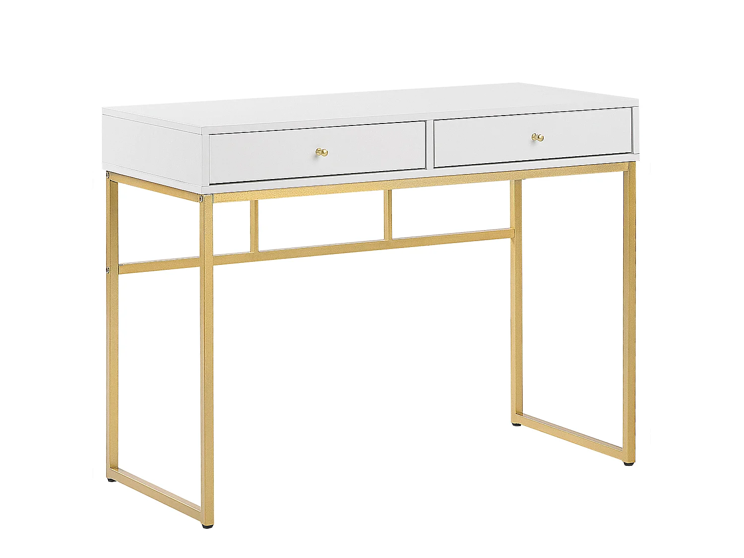 Console Table de bureau DAPHNE Blanc/doré 100 cm 48 cm avec rangement