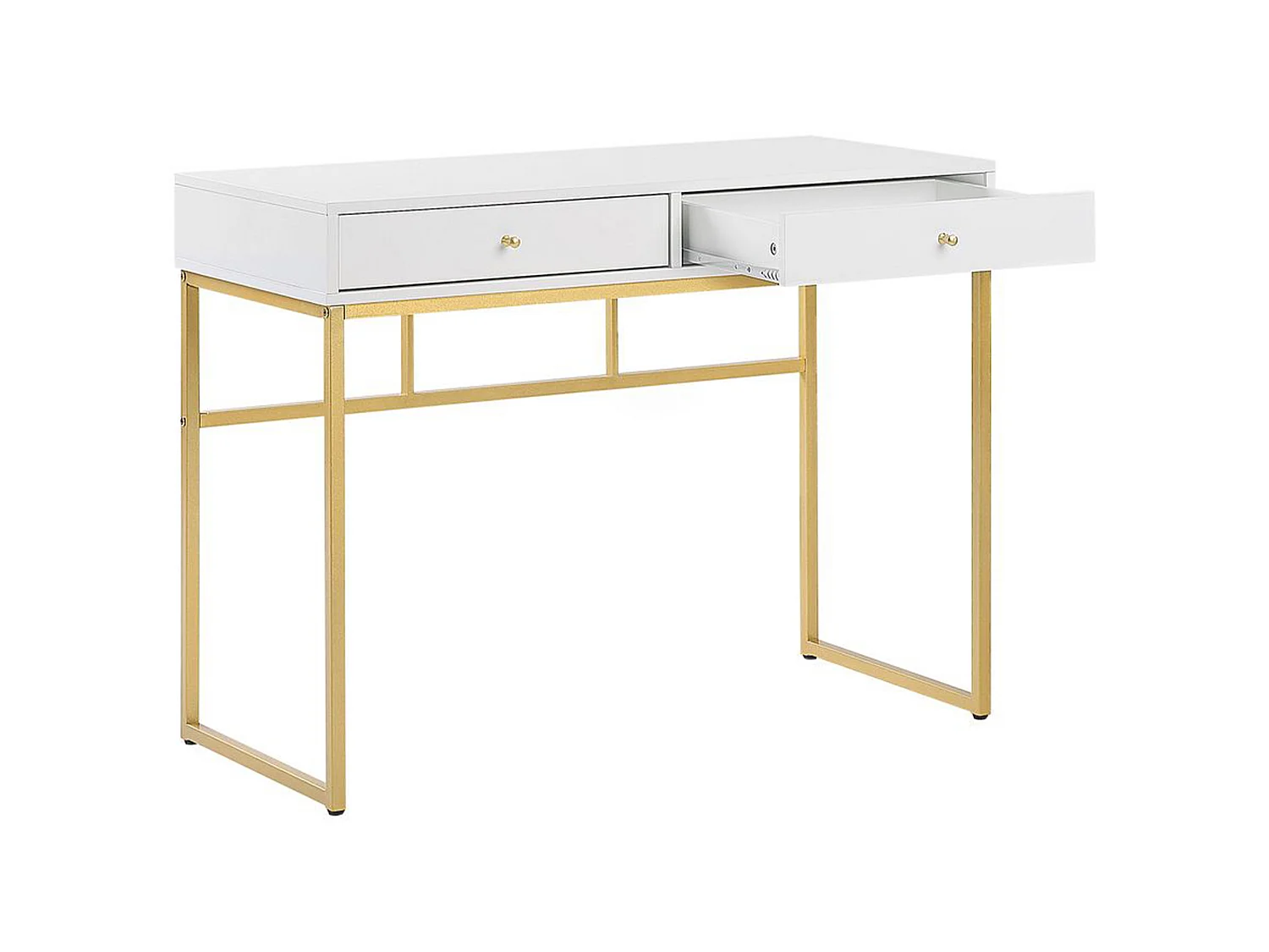 Console Table de bureau DAPHNE Blanc/doré 100 cm 48 cm avec rangement