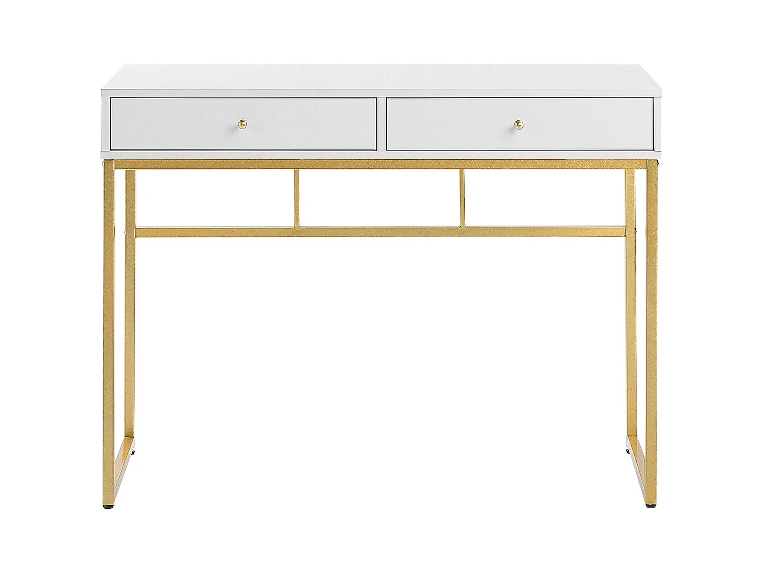 Console Table de bureau DAPHNE Blanc/doré 100 cm 48 cm avec rangement