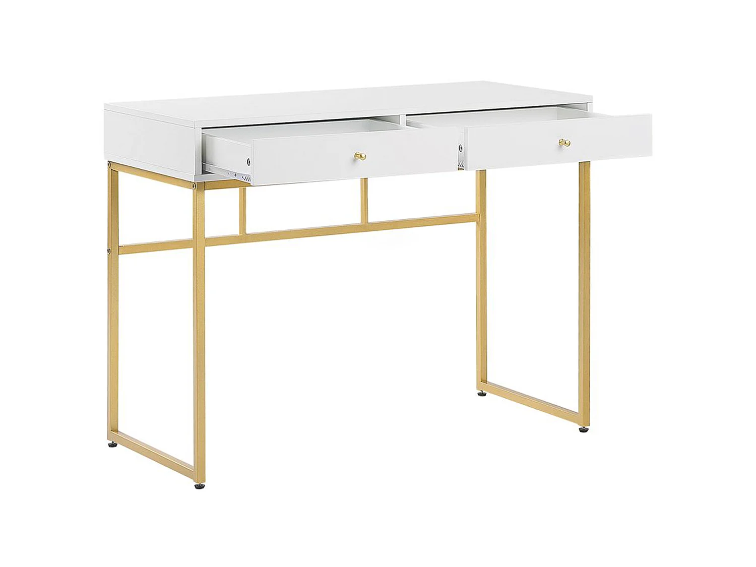 Console Table de bureau DAPHNE Blanc/doré 100 cm 48 cm avec rangement