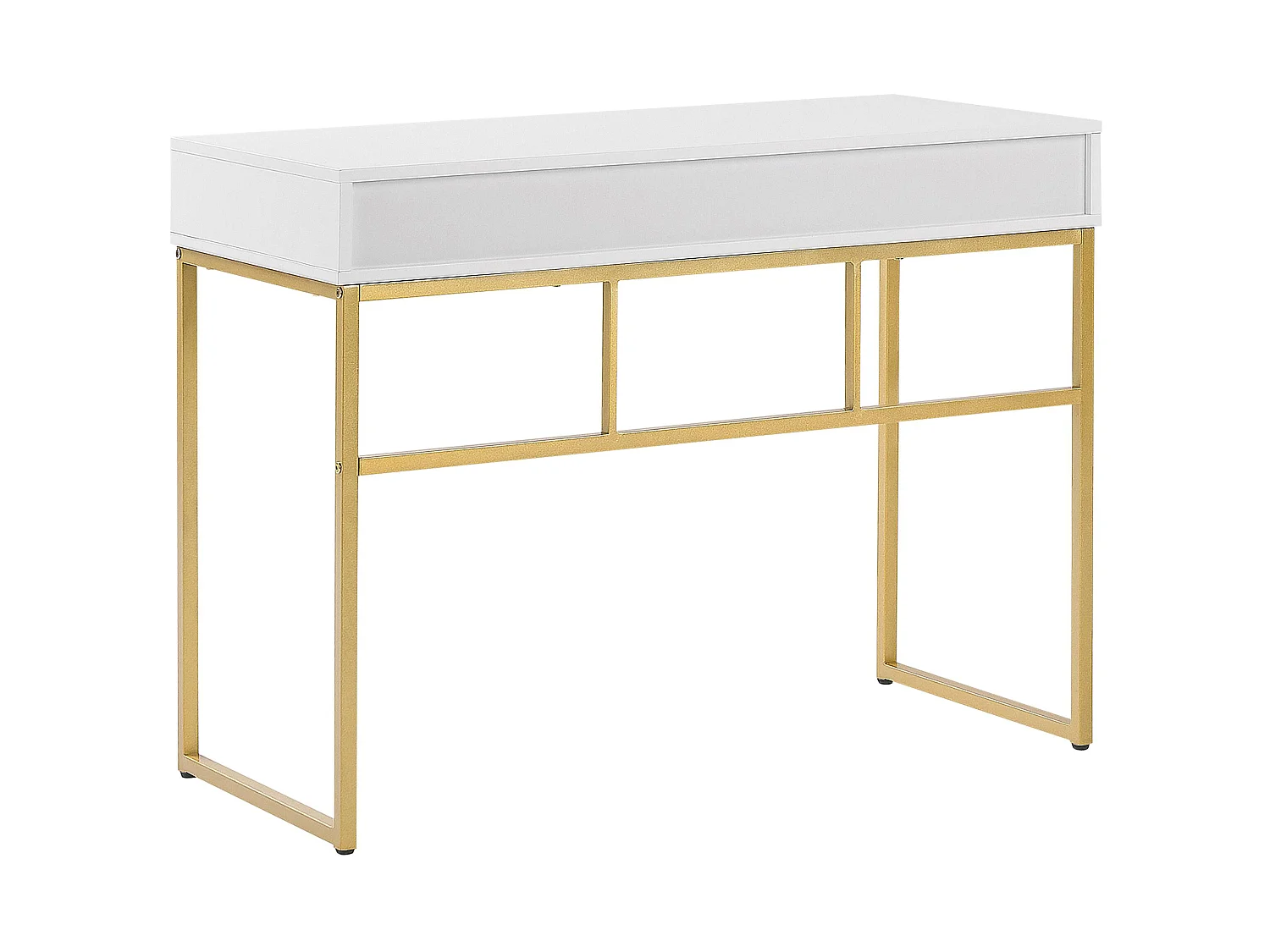 Console Table de bureau DAPHNE Blanc/doré 100 cm 48 cm avec rangement