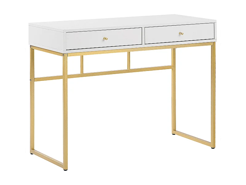 Console Table de bureau DAPHNE Blanc/doré 100 cm 48 cm avec rangement