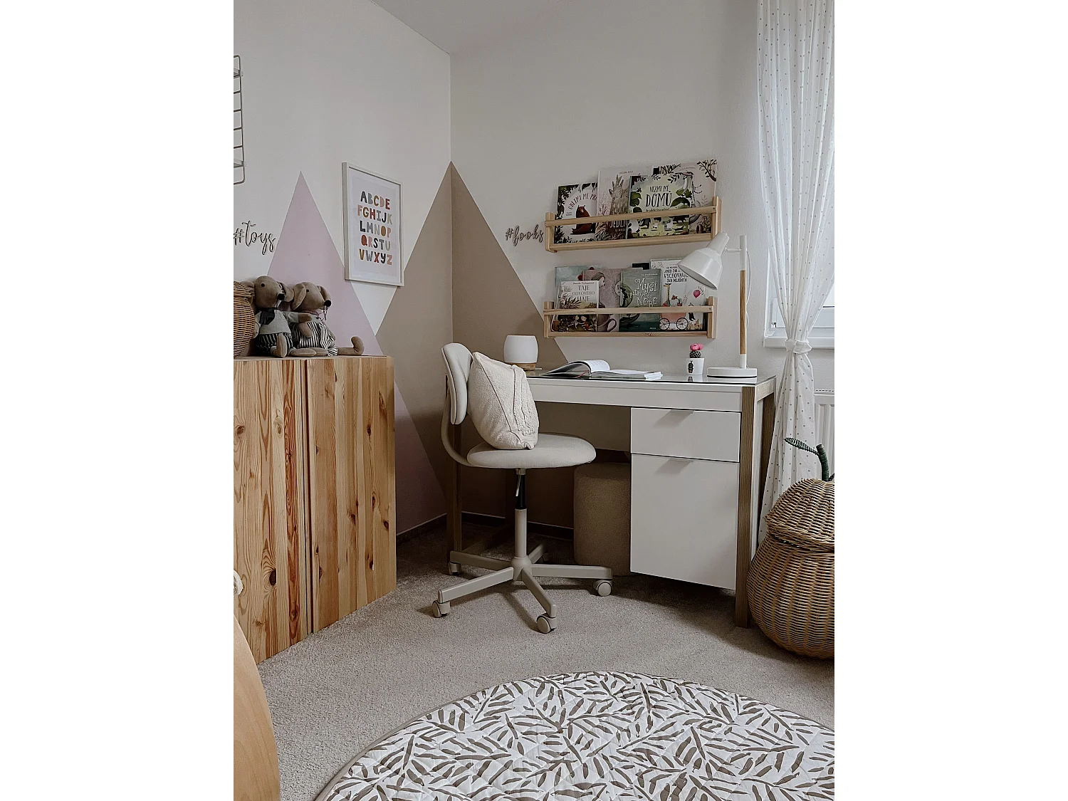 Table de bureau JOHNSON Marron/blanc 112 cm 50 cm avec rangement