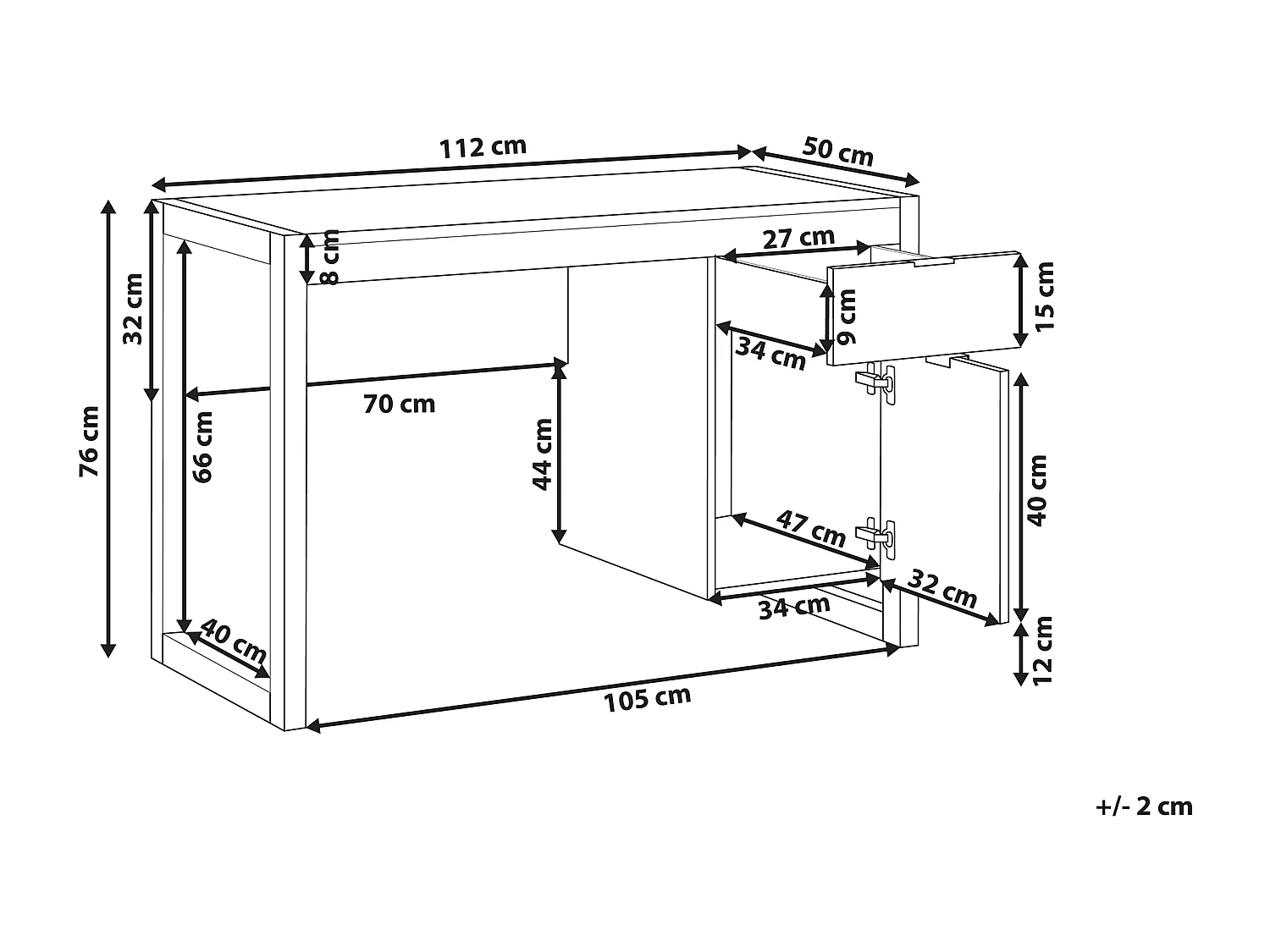 Bureau JOHNSON Bruin/wit 112 cm 50 cm met opbergruimte
