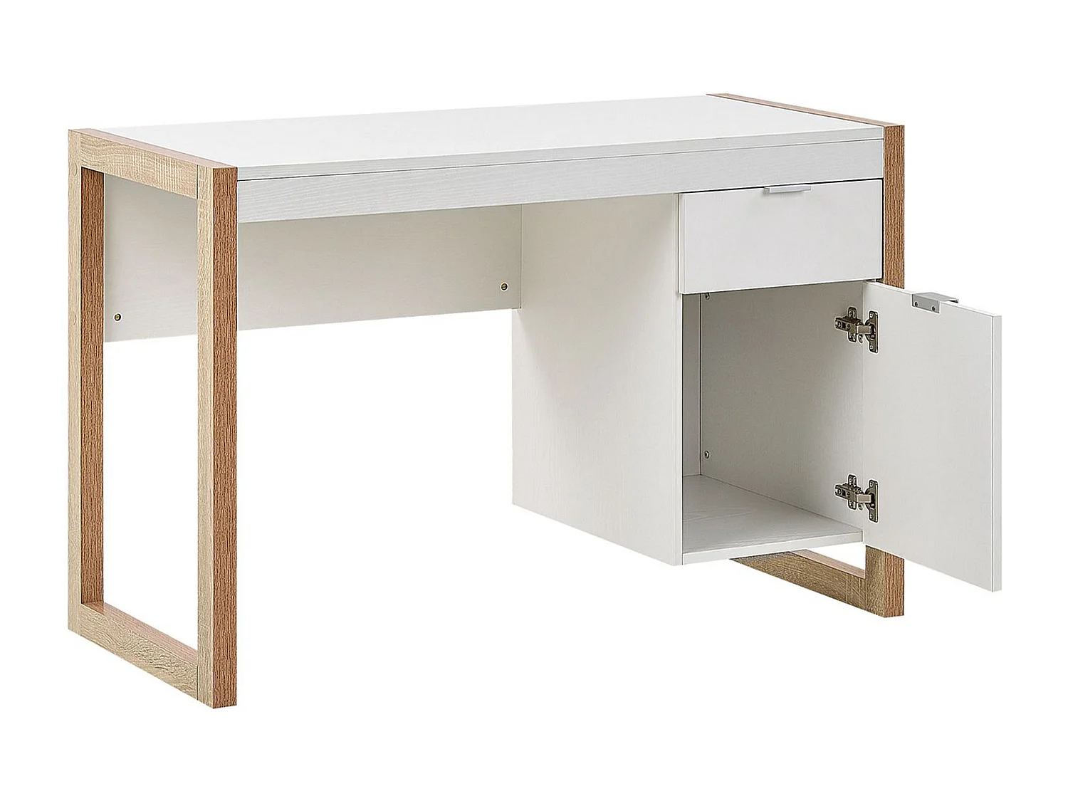 Bureau JOHNSON Bruin/wit 112 cm 50 cm met opbergruimte