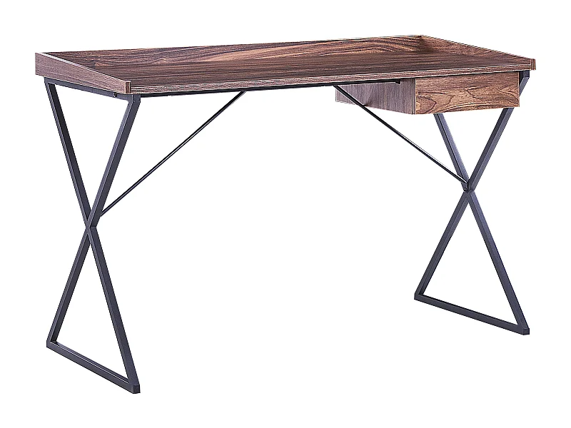 Moderner Schreibtisch dunkler Holzfarbton/schwarz 120x54 cm mit Schublade Noxon