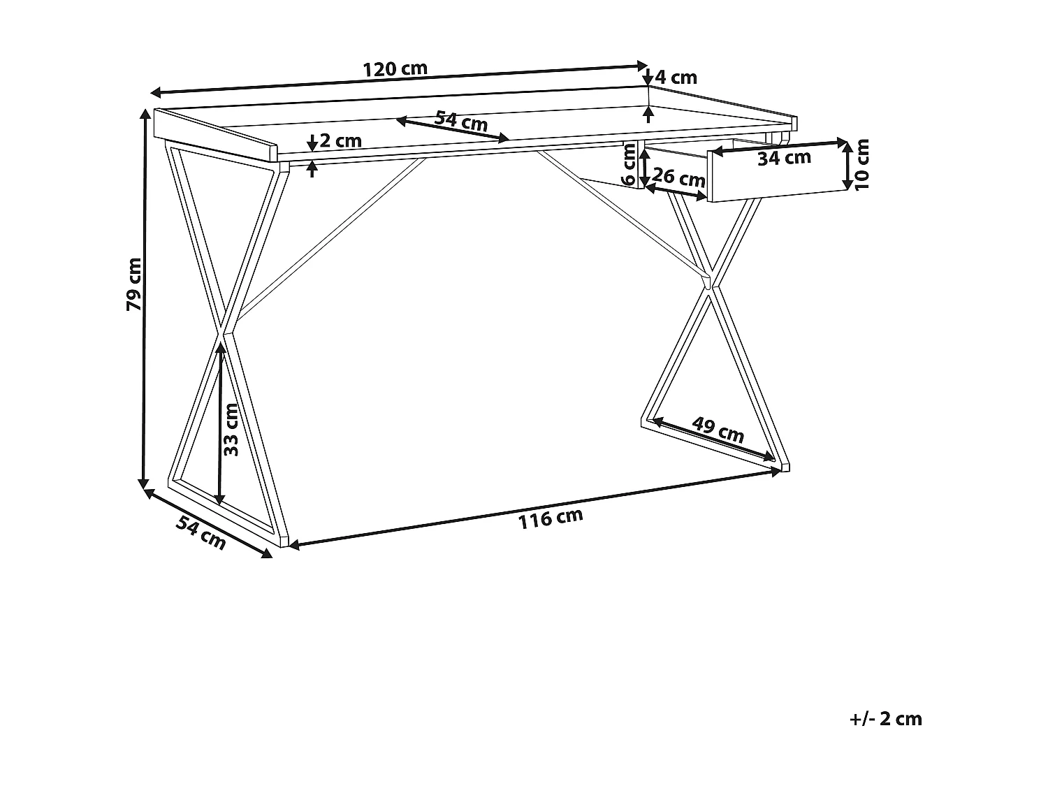 Bureau NOXON Donkerbruin 120 cm 54 cm met opbergruimte
