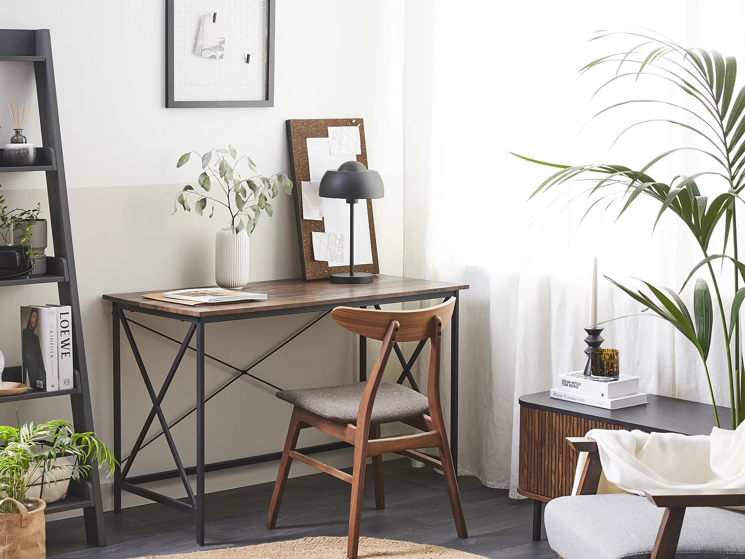 Table de bureau FUTON Marron foncé 115 cm 60 cm