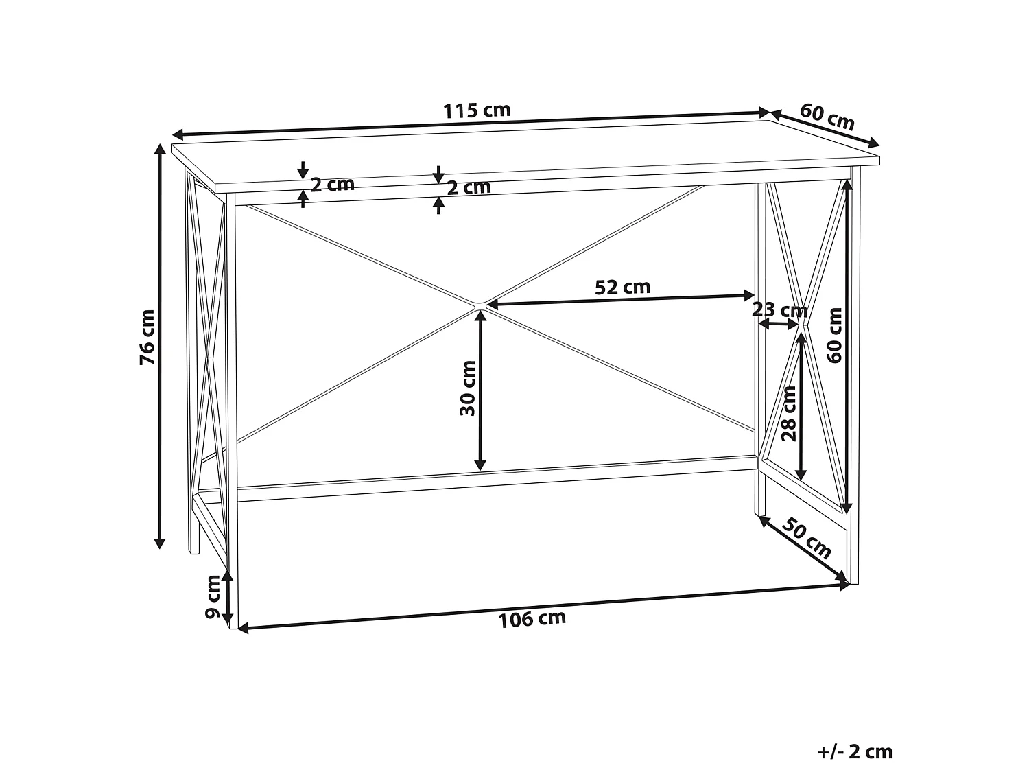 Secretária FUTON Castanho escuro 115 cm 60 cm