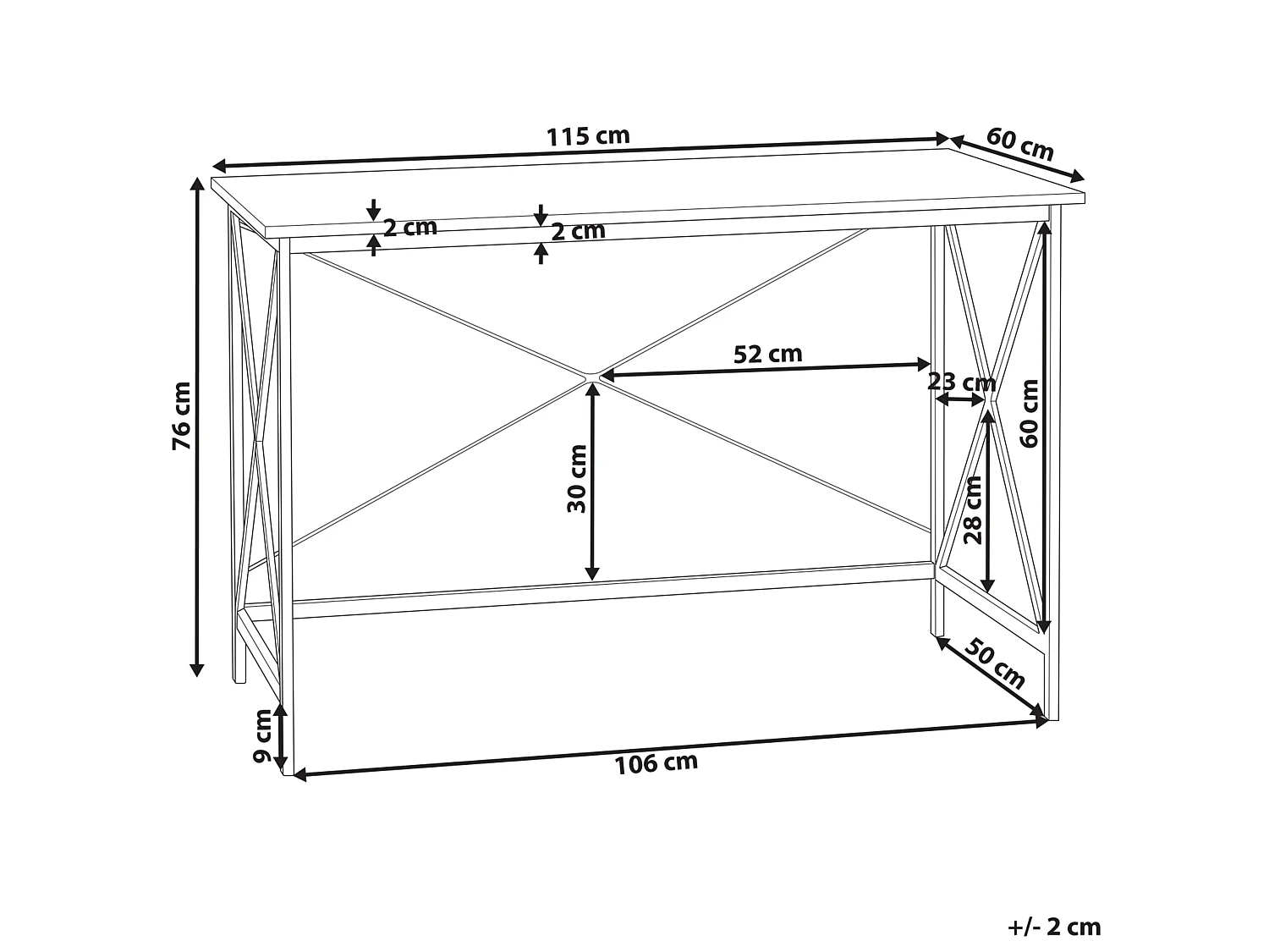 Table de bureau FUTON Marron foncé 115 cm 60 cm