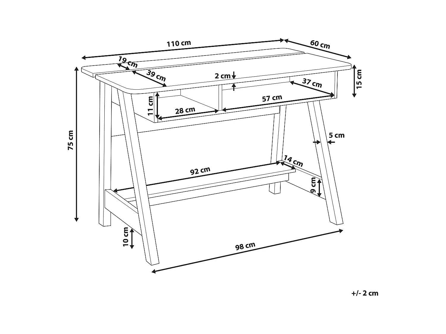Secretária JACKSON Branco 110 cm 60 cm