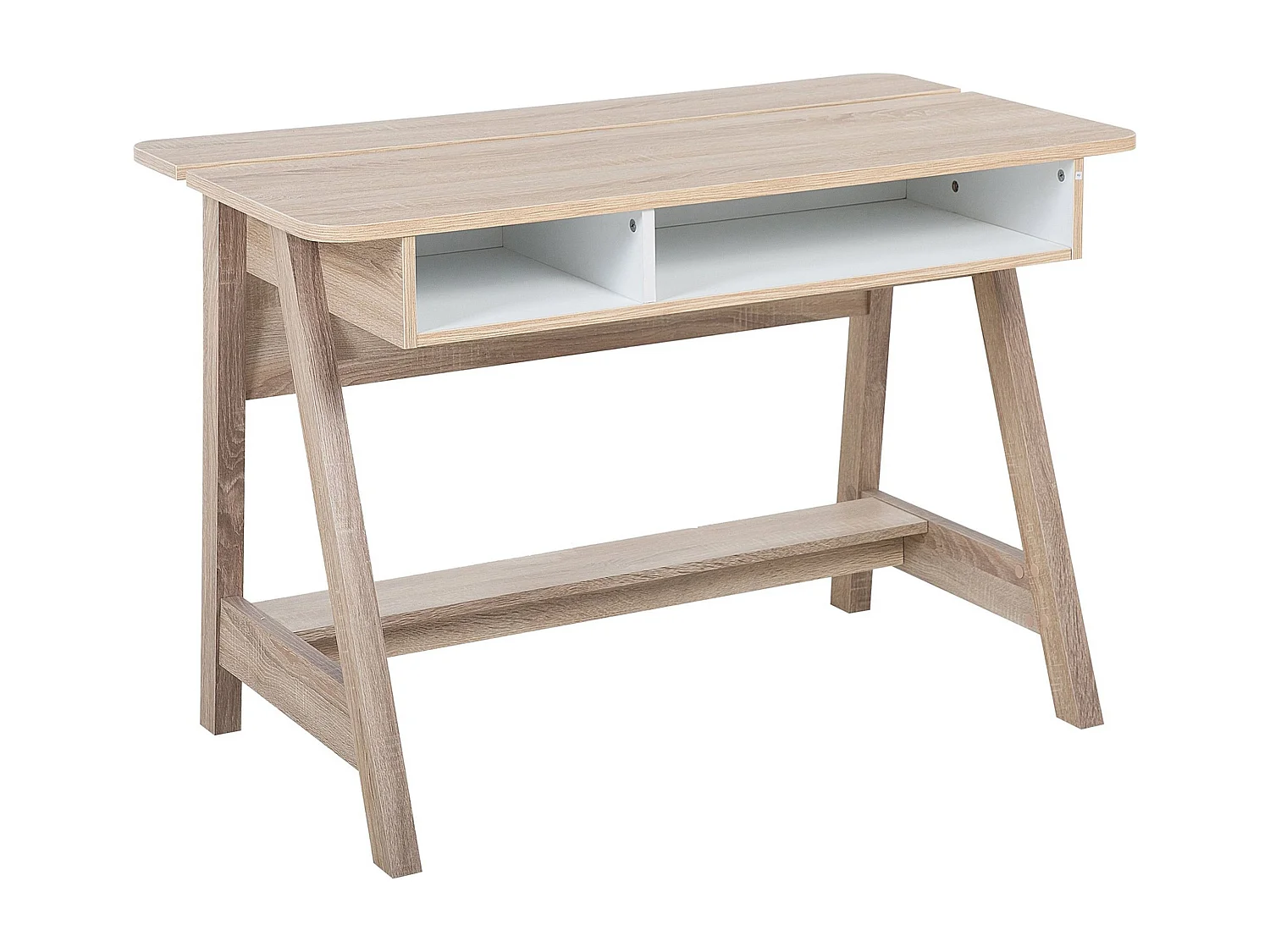 Schreibtisch Bürotisch Computertisch weiß/Holz minimalistisch Jackson