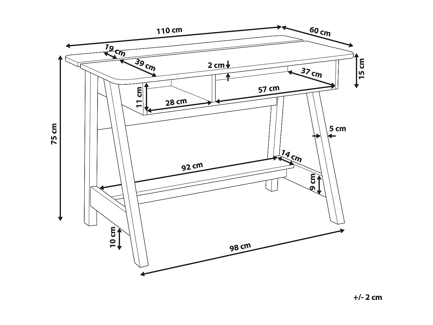 Table de bureau JACKSON Blanc 110 cm 60 cm