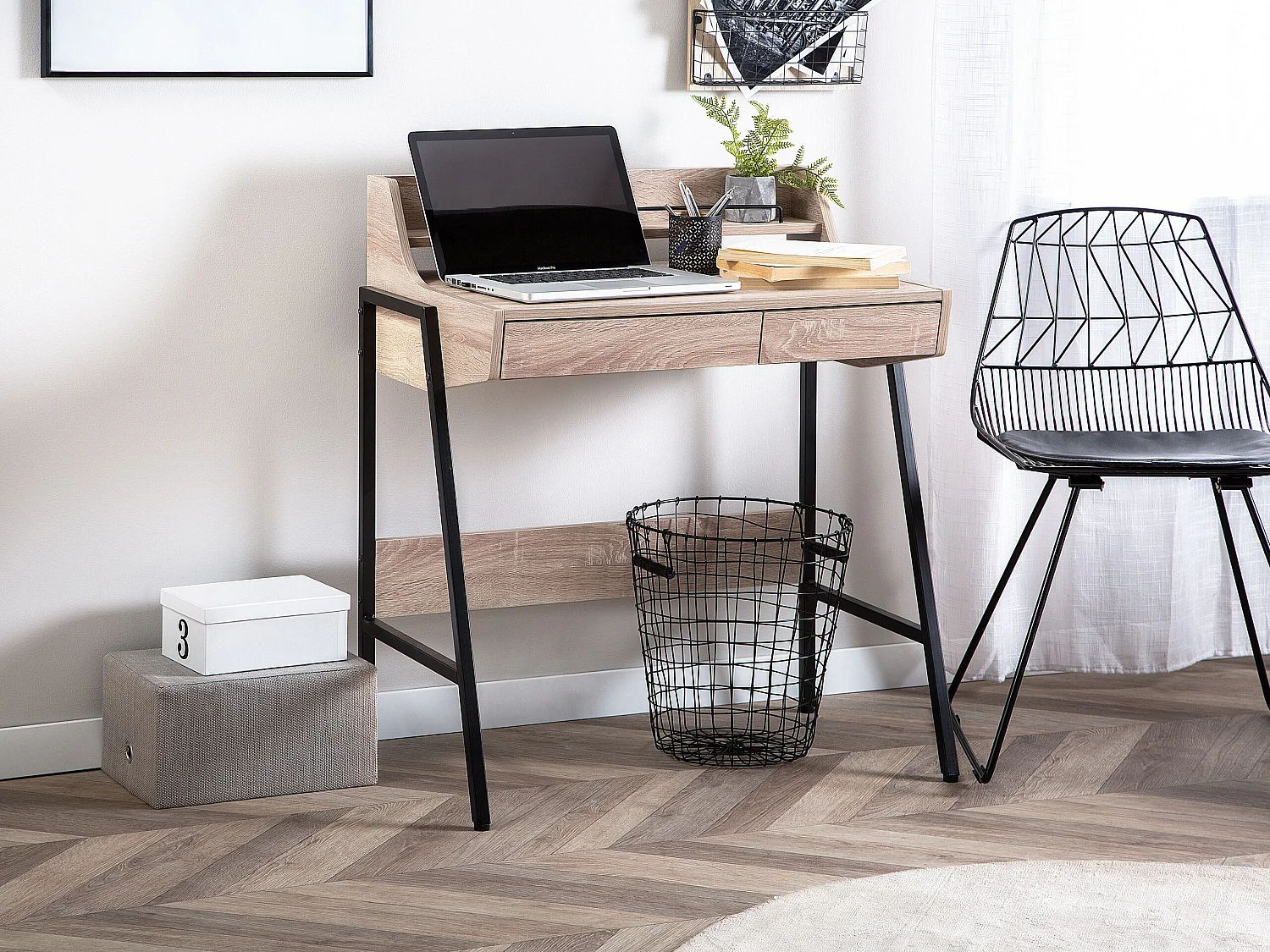 Table de bureau BROXTON Marron clair 77 cm 46 cm avec rangement
