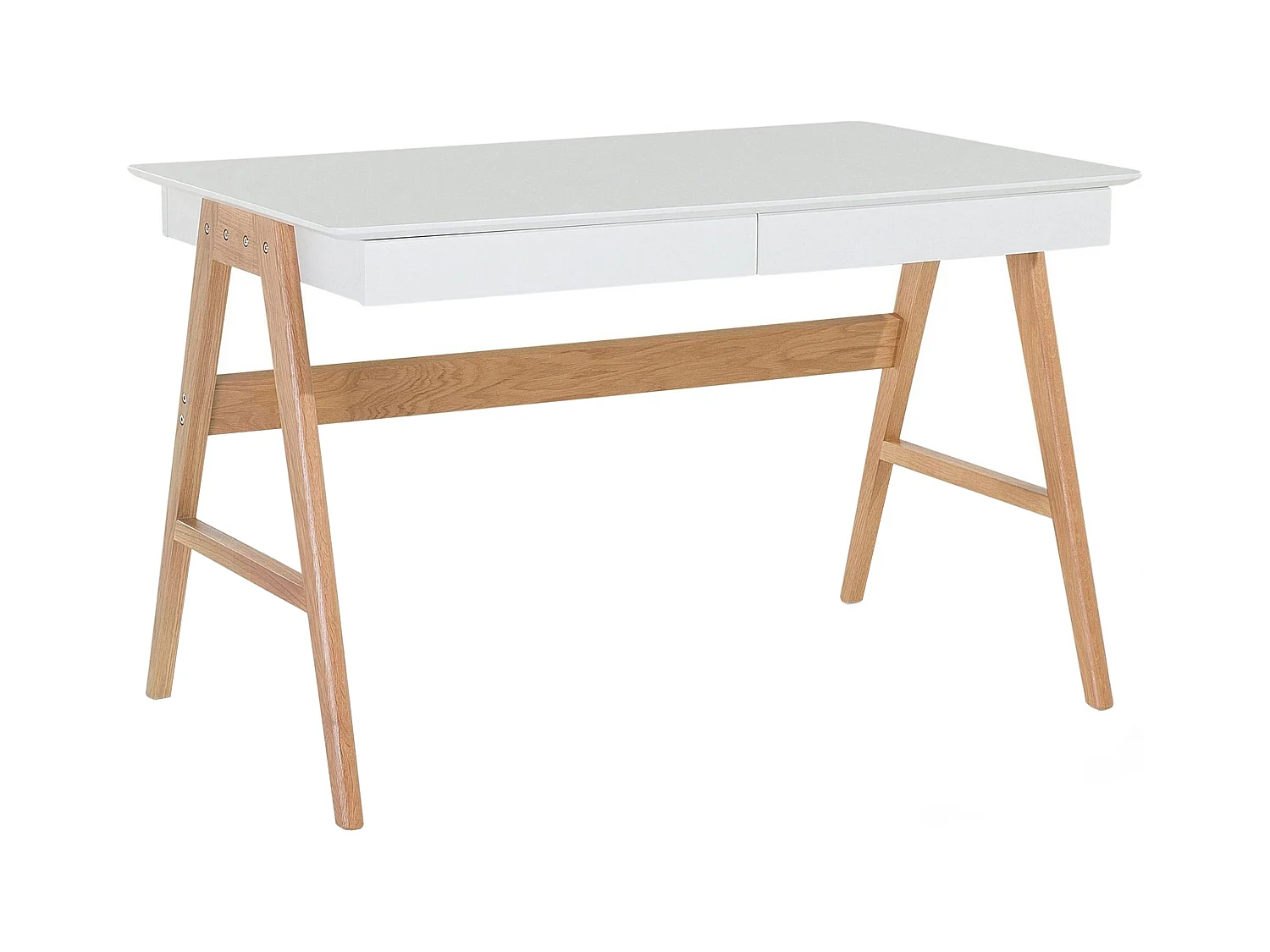 Moderner Schreibtisch 2 Schubladen MDF-Platte/Eichenholz weiß Sheslay