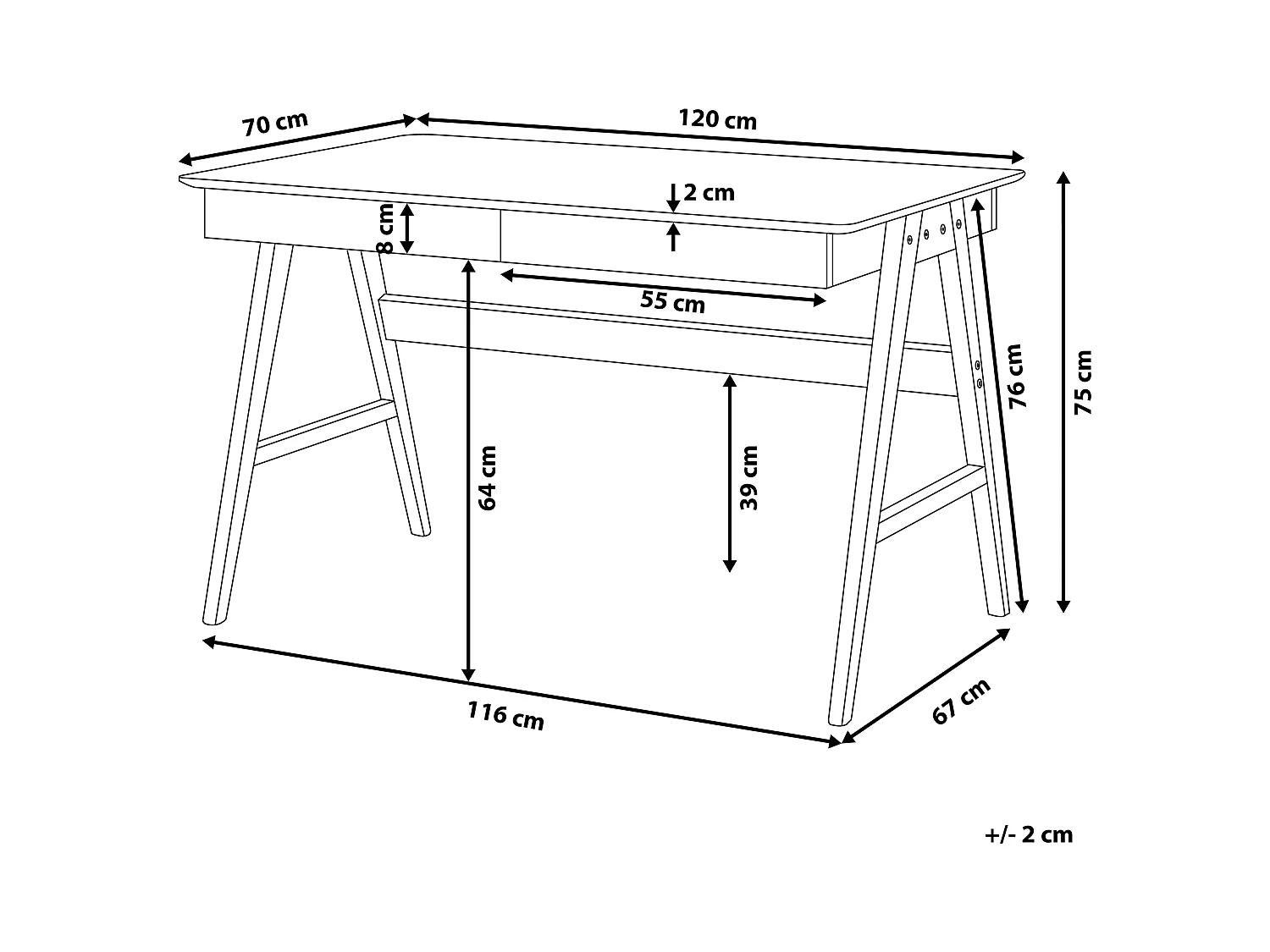 Escritorio SHESLAY Blanco 120 cm 70 cm con almacenaje
