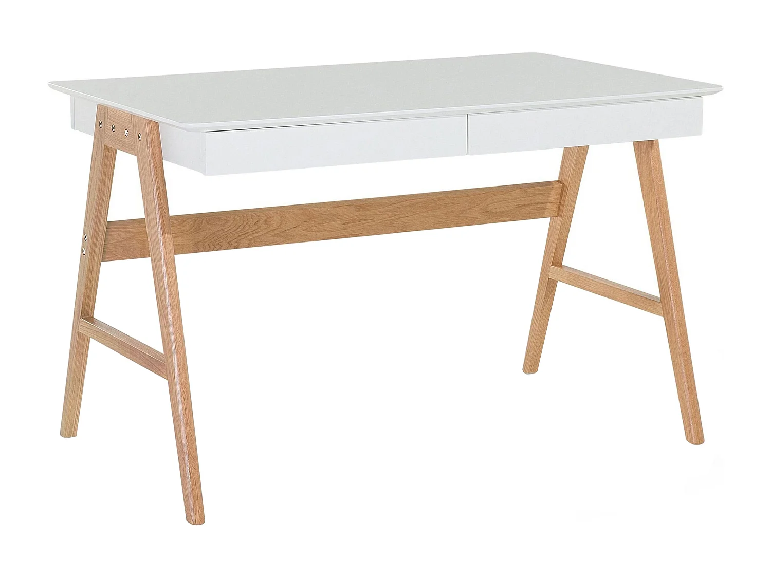 Scrivania da ufficio in legno bianco con 2 cassetti 120 x 70 cm SHESLAY