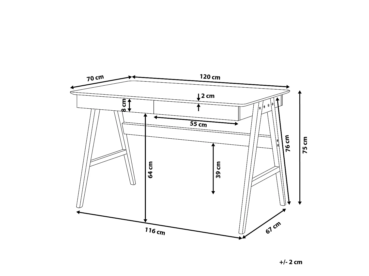 Schreibtisch SHESLAY Weiss 120 cm 70 cm mit Stauraum