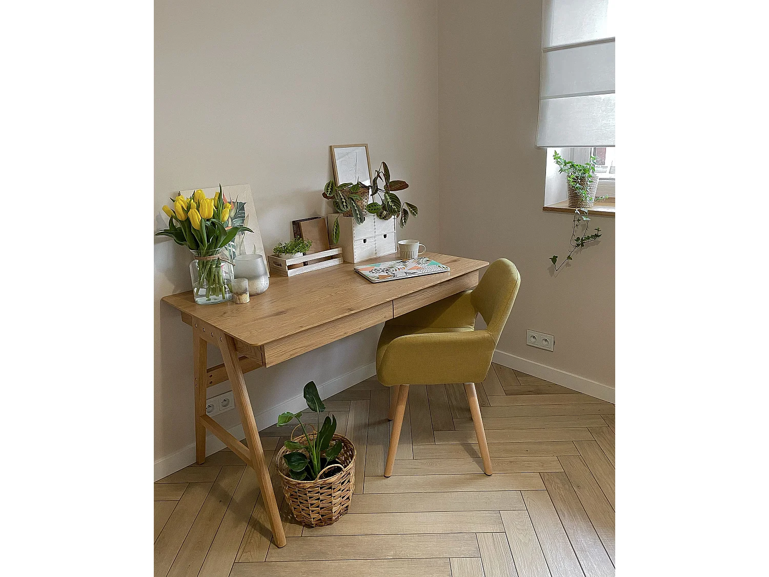 Table de bureau SHESLAY Marron clair 120 cm 70 cm avec rangement