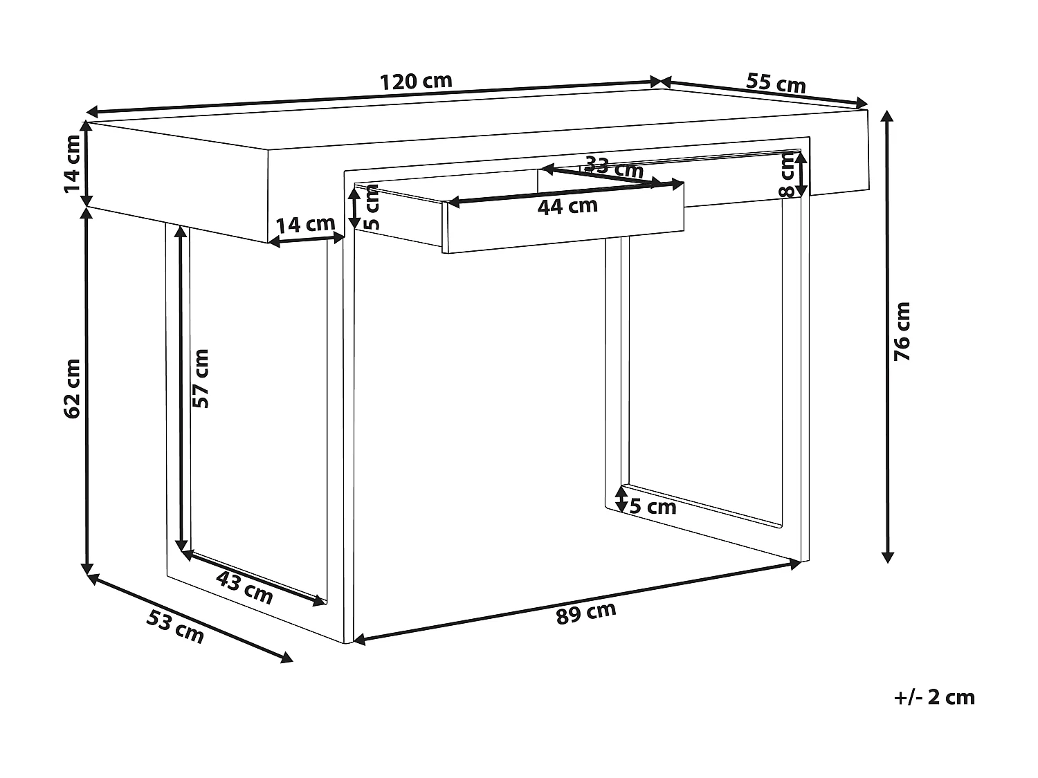 Schreibtisch VIDA Hellbraun 120 cm 55 cm mit Stauraum