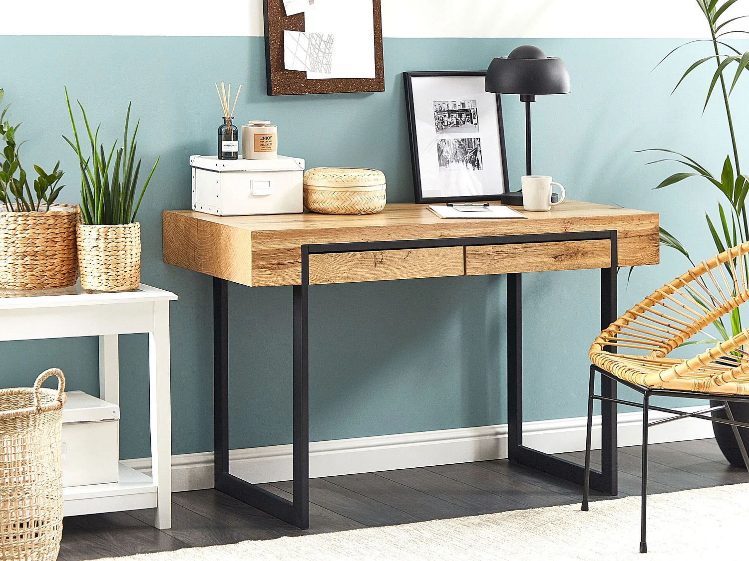 Schreibtisch VIDA Hellbraun 120 cm 55 cm mit Stauraum