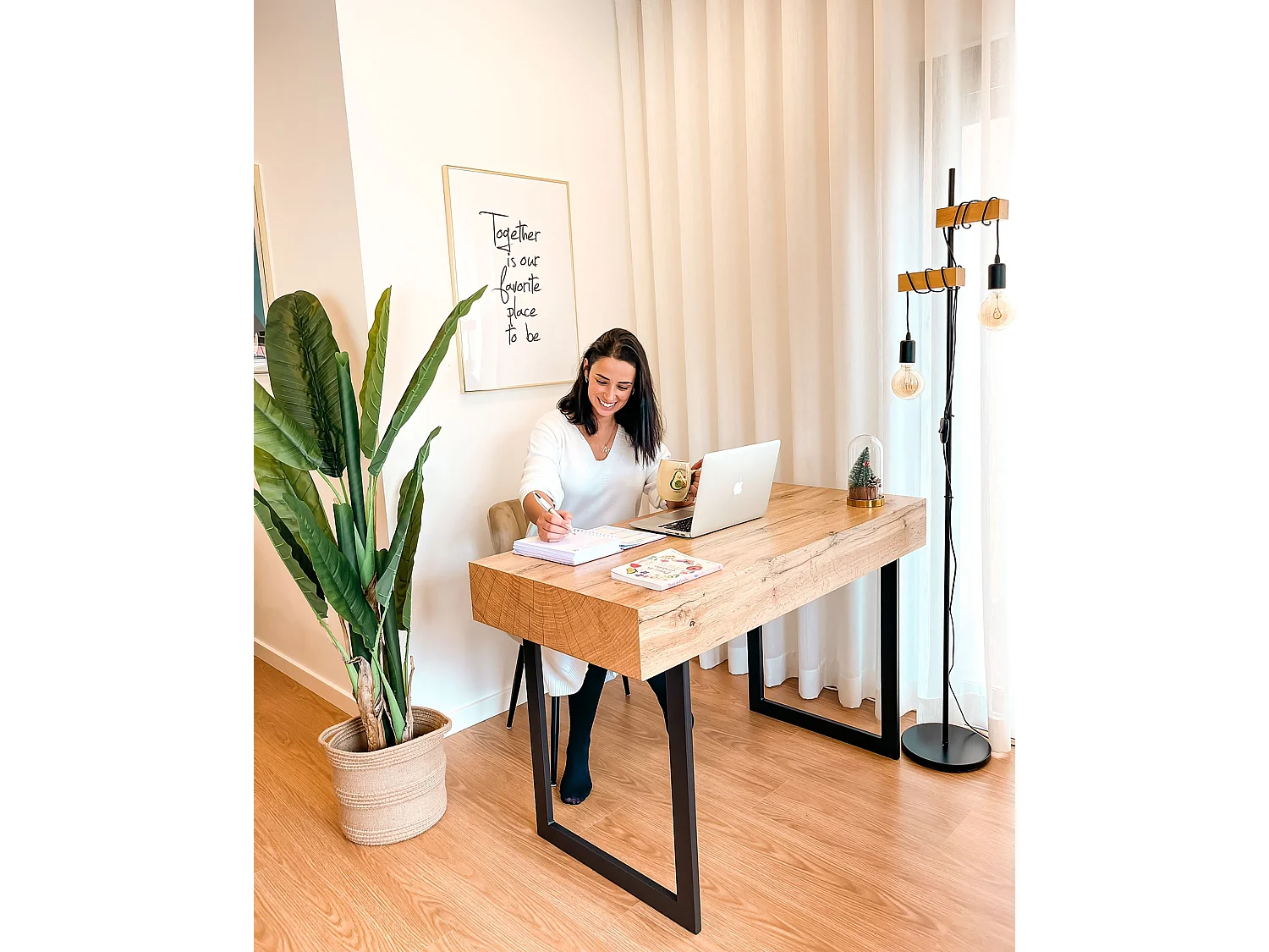 Table de bureau VIDA Marron clair 120 cm 55 cm avec rangement
