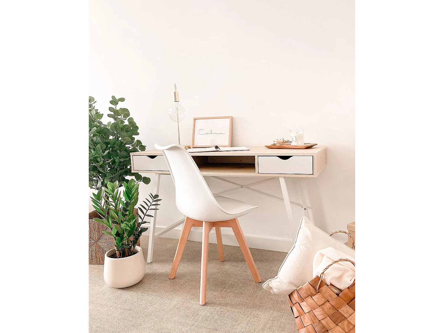 Table de bureau CLARITA Marron clair 120 cm 48 cm avec rangement