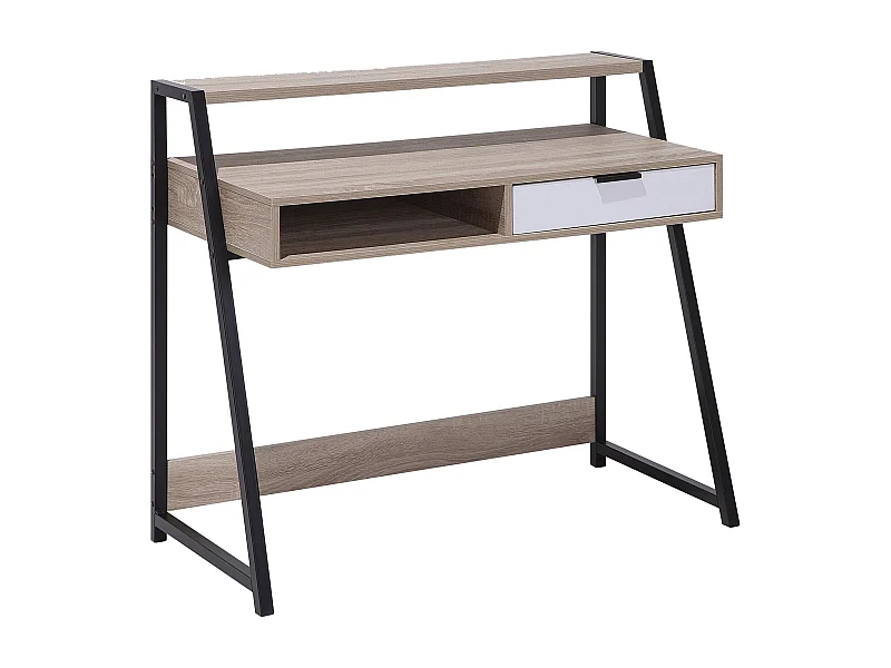 Table de bureau CALVIN Marron clair 100 cm 50 cm avec rangement