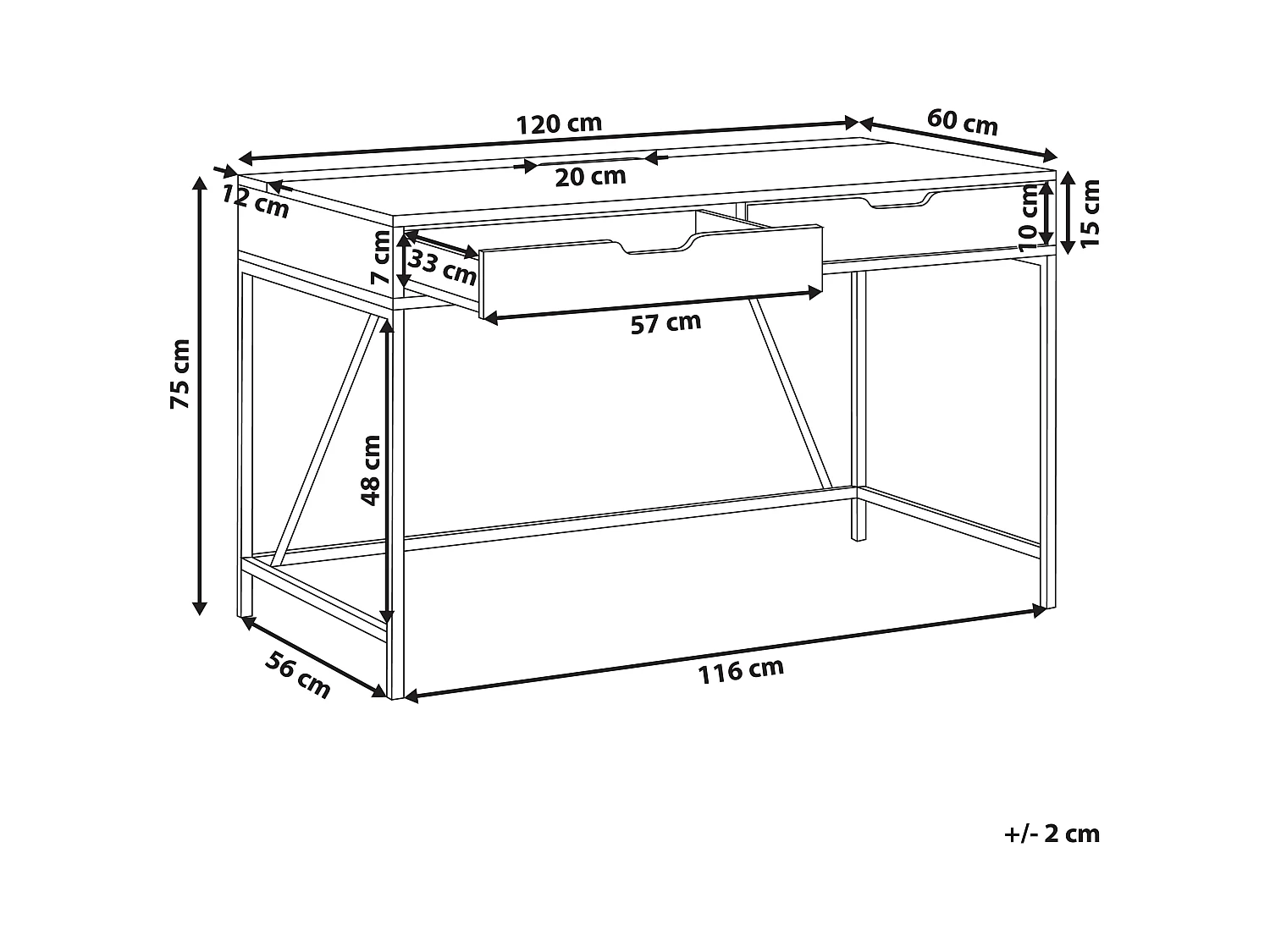 Escritorio JENA Negro 120 cm 60 cm con almacenaje