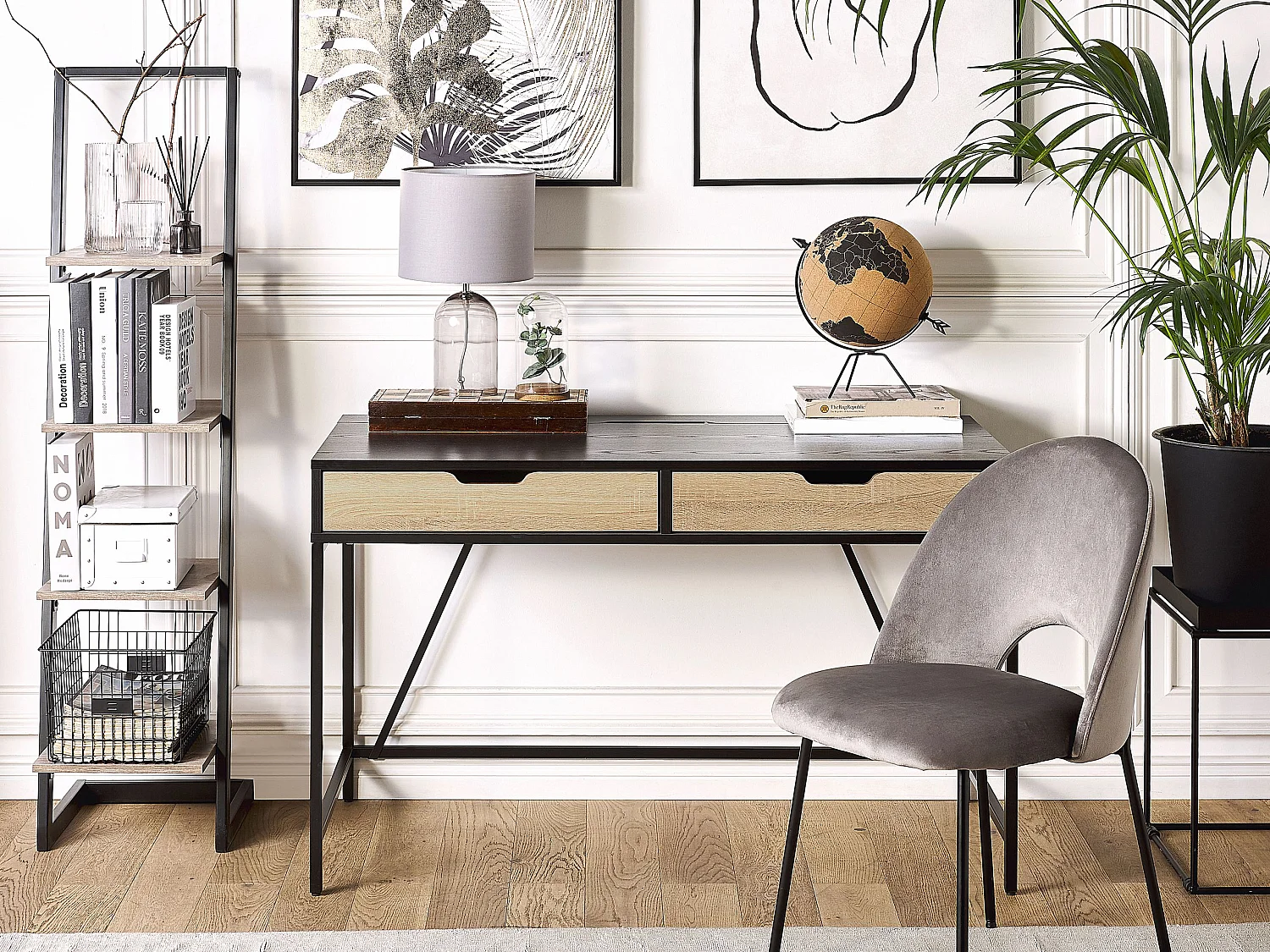 Table de bureau JENA Noir 120 cm 60 cm avec rangement