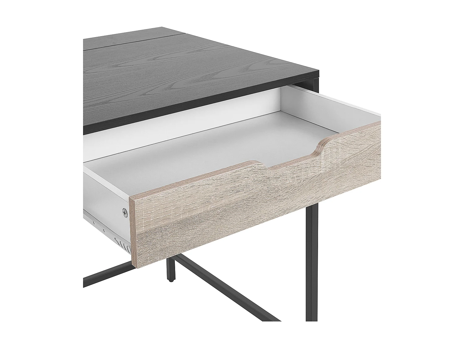 Moderner Schreibtisch 2 Schubladen 120 x 60 in Schwarz/heller Holzfarbton Jena