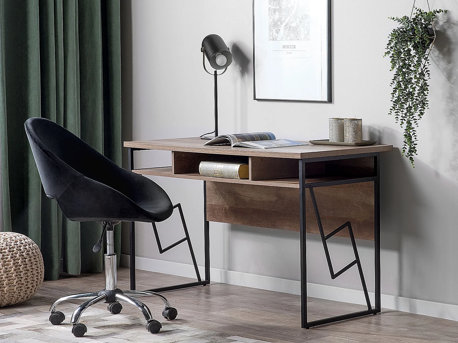 Schreibtisch FORRES Braun / Schwarz 120 cm 60 cm