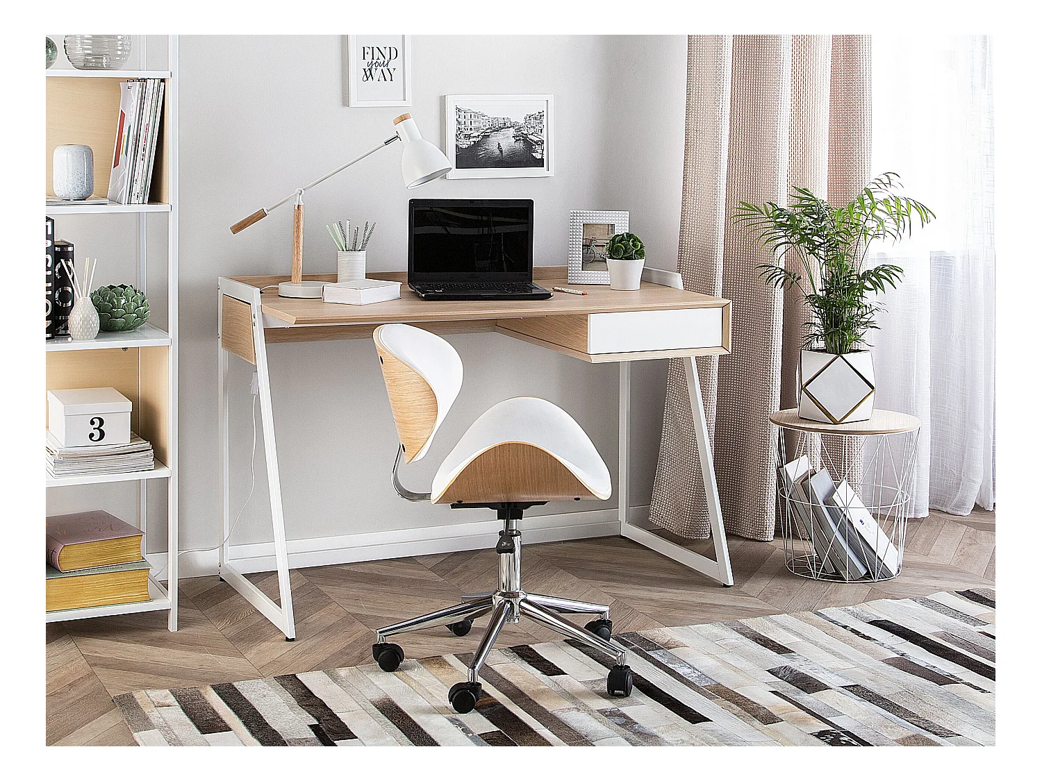 Biurko z szufladą 120 x 60 cm jasne drewno QUITO