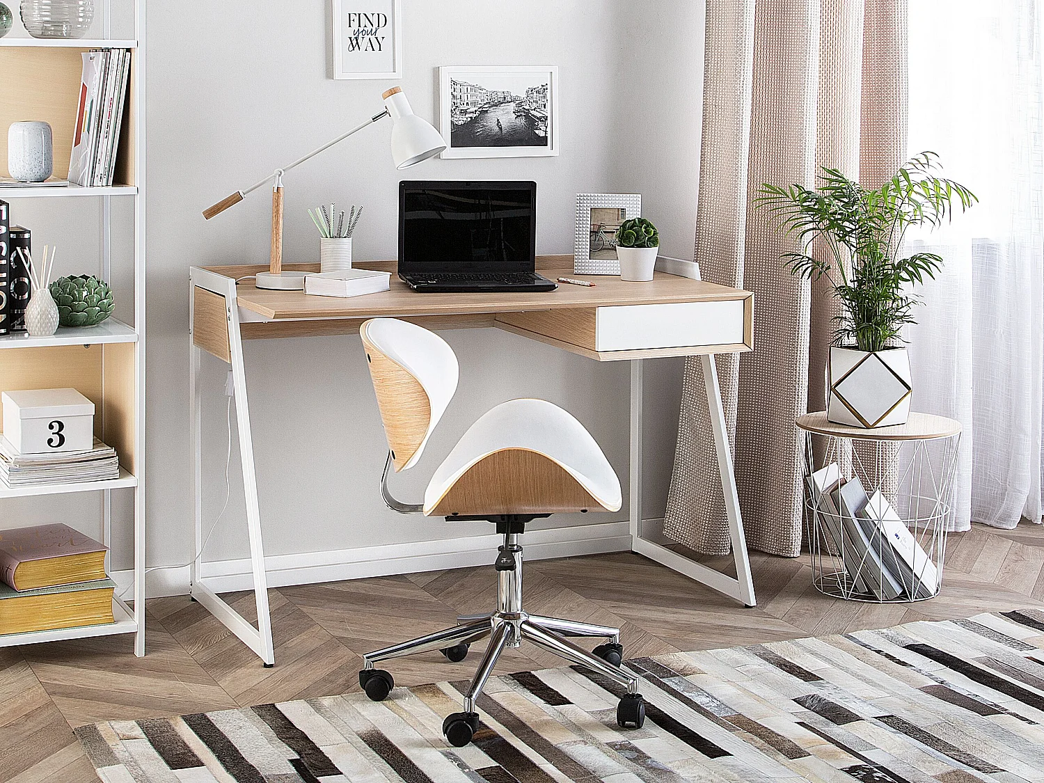 Table de bureau QUITO Blanc 120 cm 60 cm avec rangement