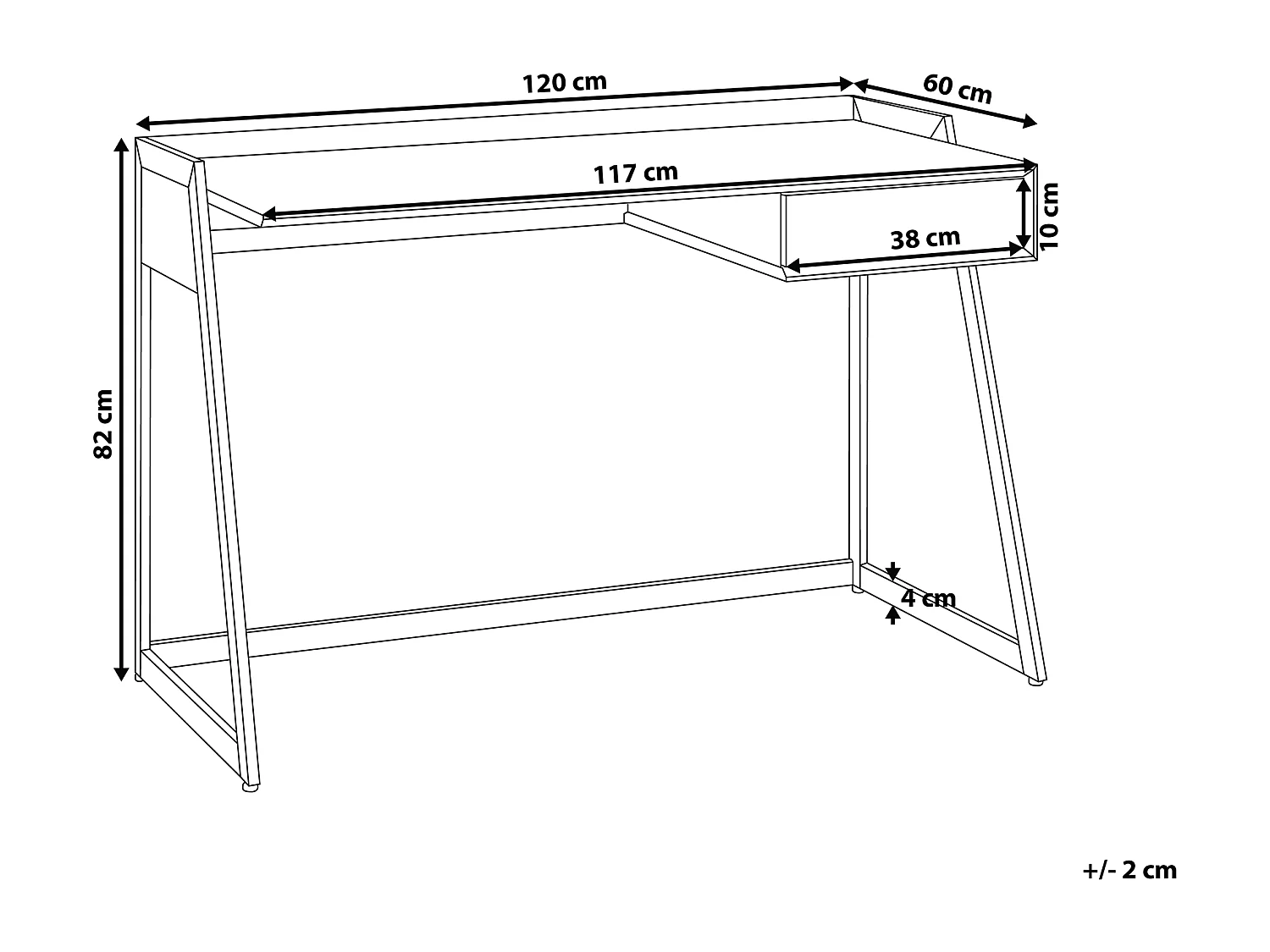 Table de bureau QUITO Blanc 120 cm 60 cm avec rangement