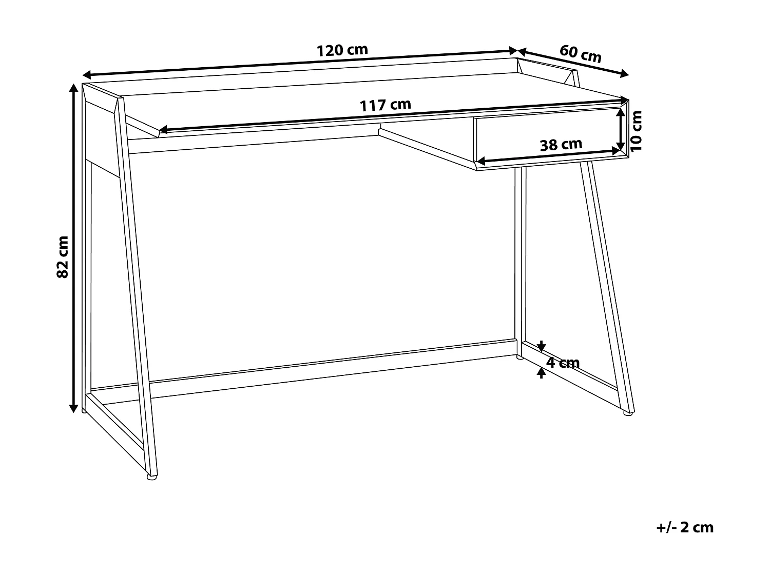 Table de bureau QUITO Blanc 120 cm 60 cm avec rangement