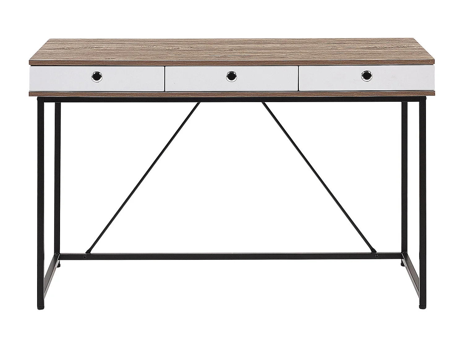 Scrivania color legno chiaro / bianco con 3 cassetti 120 x 60 cm HINTON