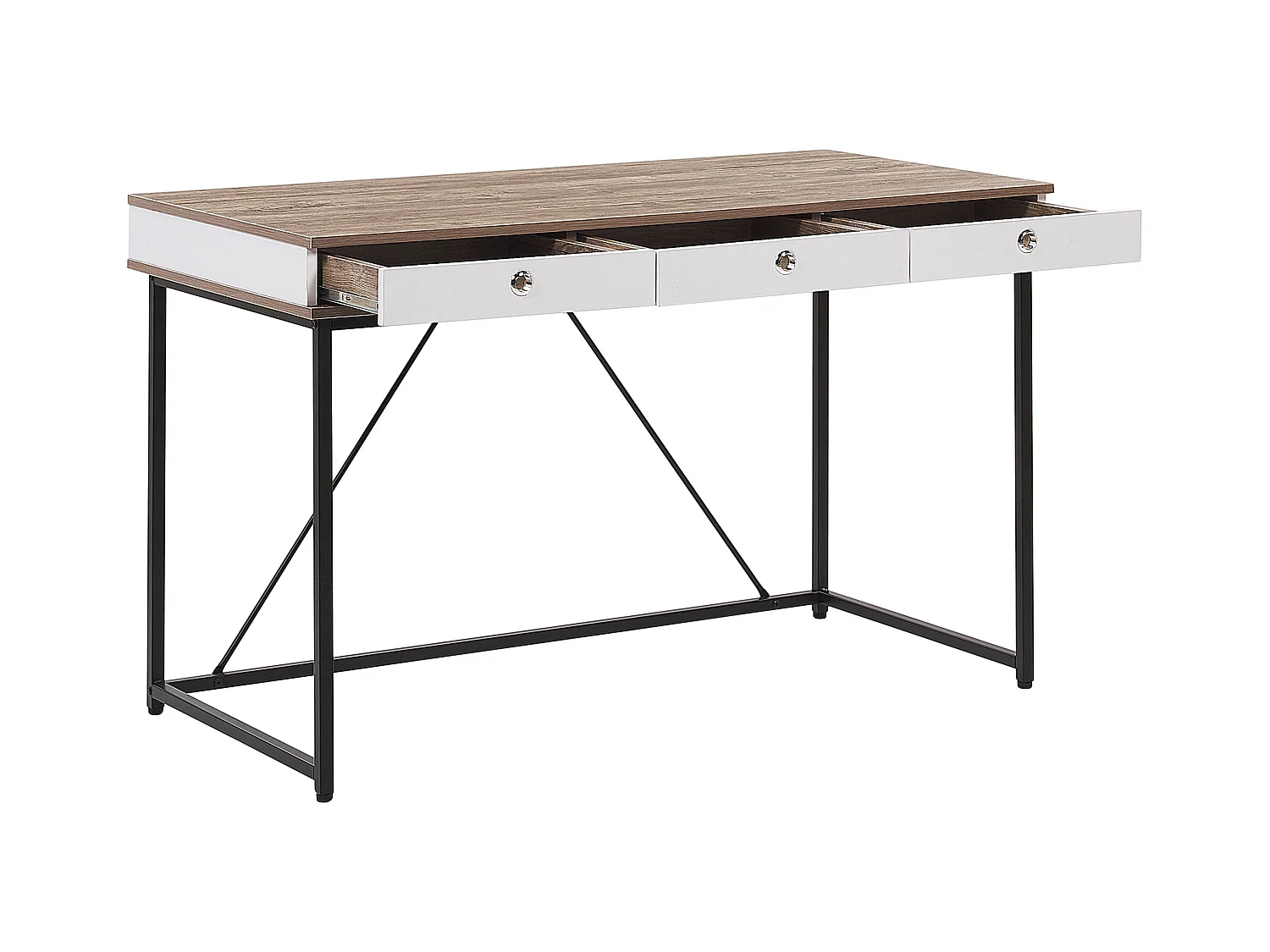 Table de bureau HINTON Marron/blanc 120 cm 60 cm avec rangement