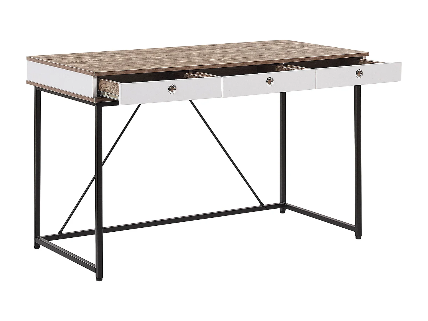 Table de bureau HINTON Marron/blanc 120 cm 60 cm avec rangement