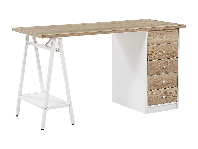 Schreibtisch HEBER Braun / Weiss 140 cm 60 cm mit Stauraum