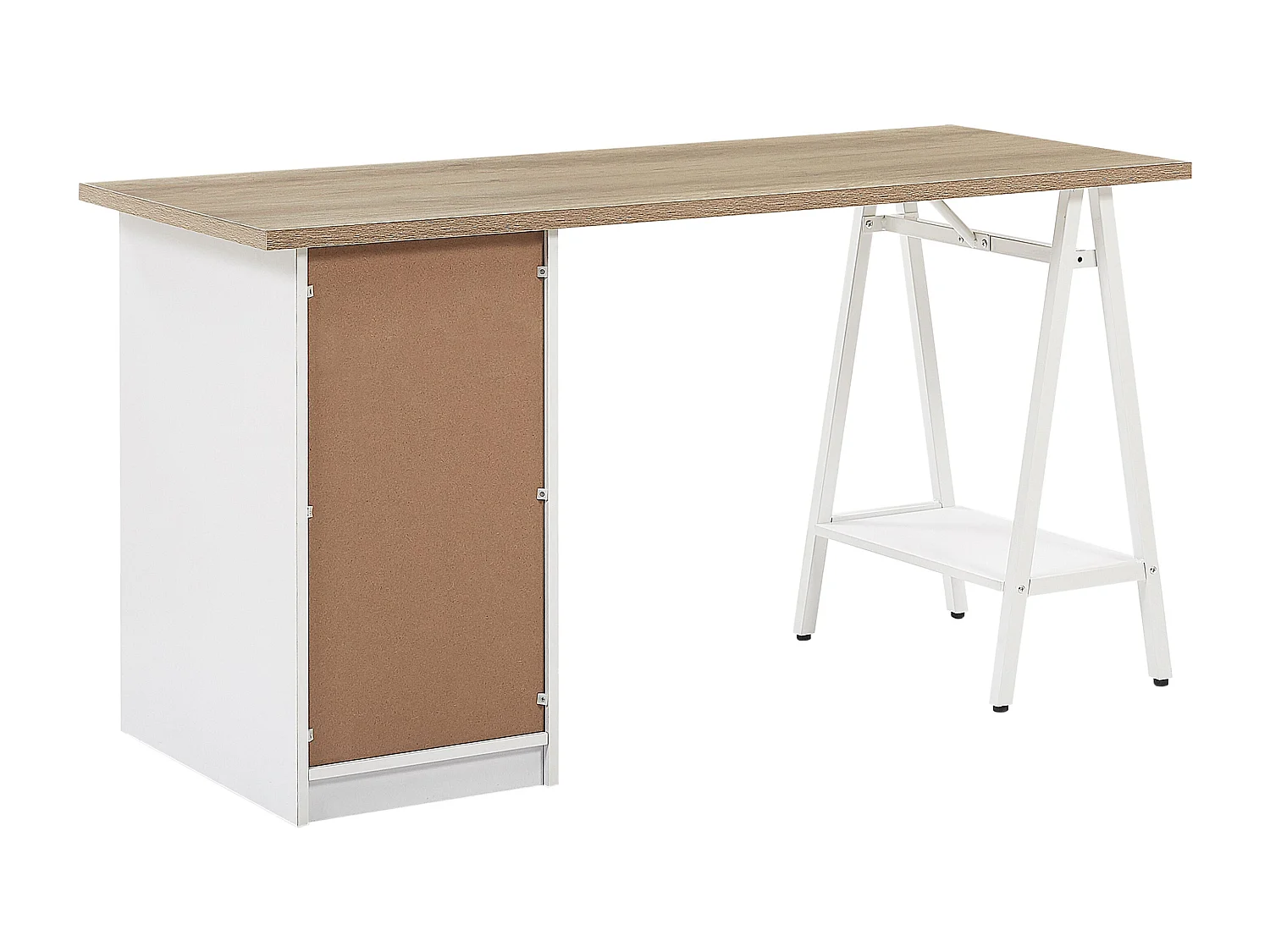 Table de bureau HEBER Marron/blanc 140 cm 60 cm avec rangement