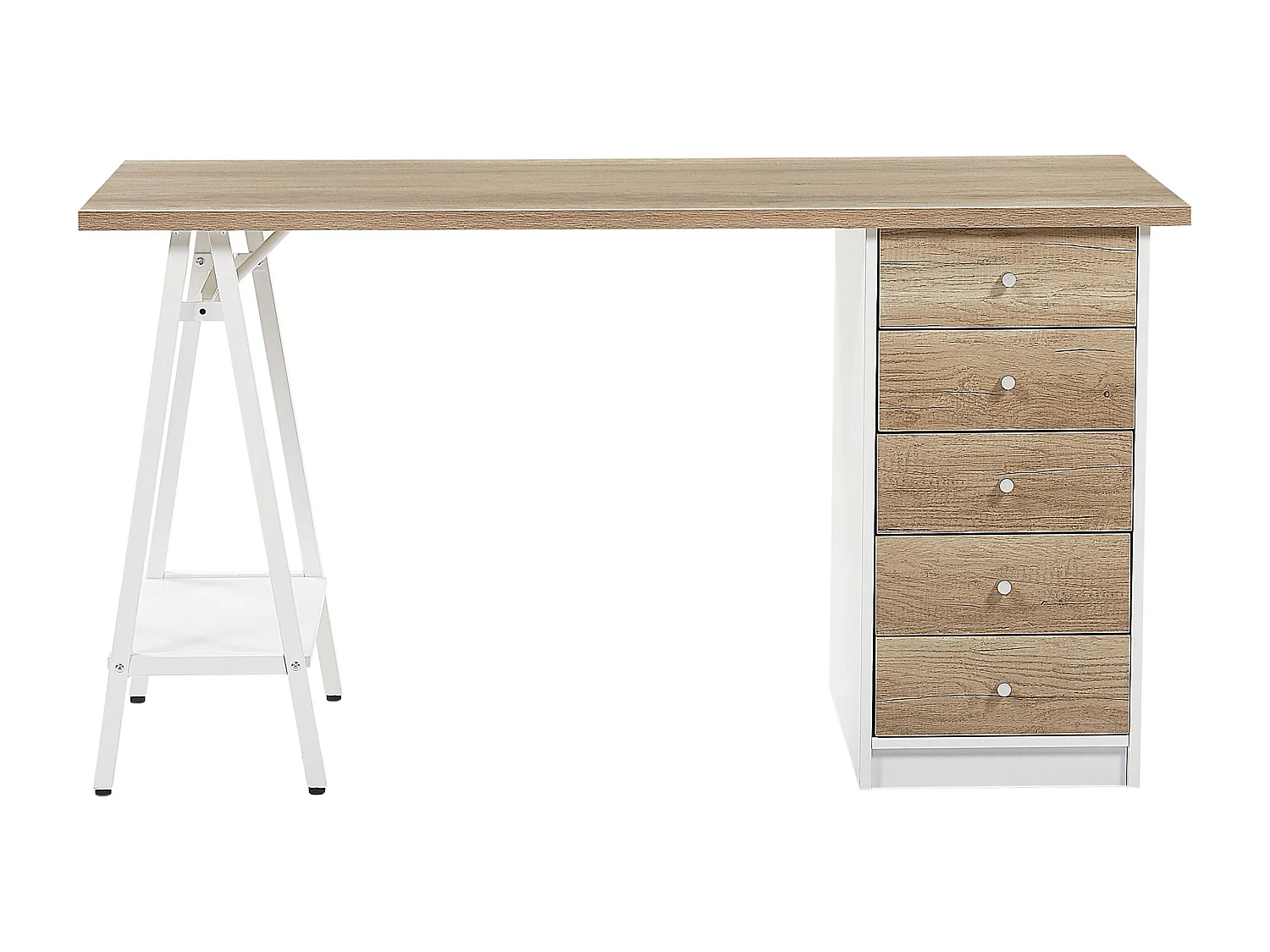 Bureau HEBER Bruin/wit 140 cm 60 cm met opbergruimte