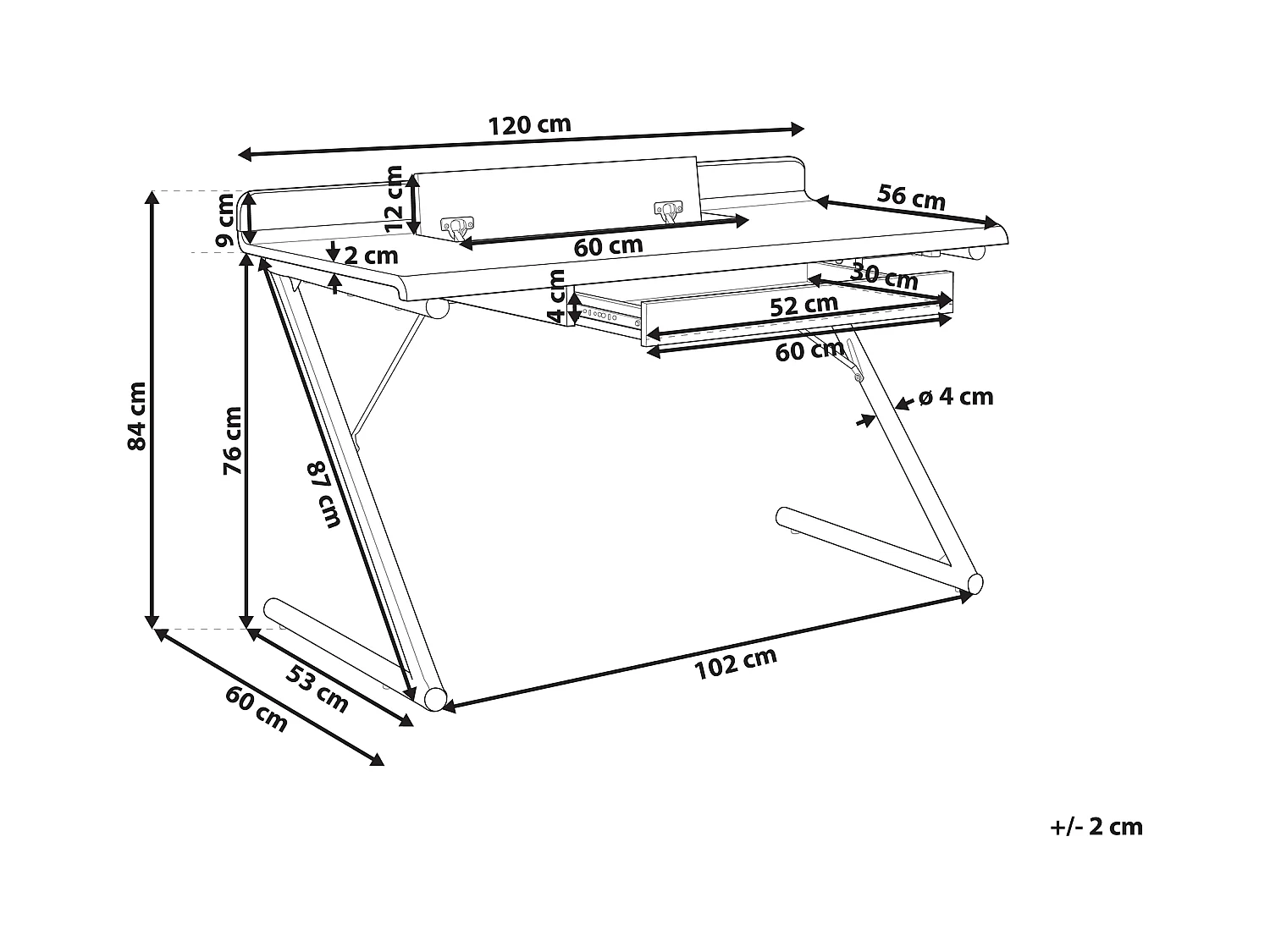 Secretária FOCUS Branco 120 cm 60 cm com arrumação