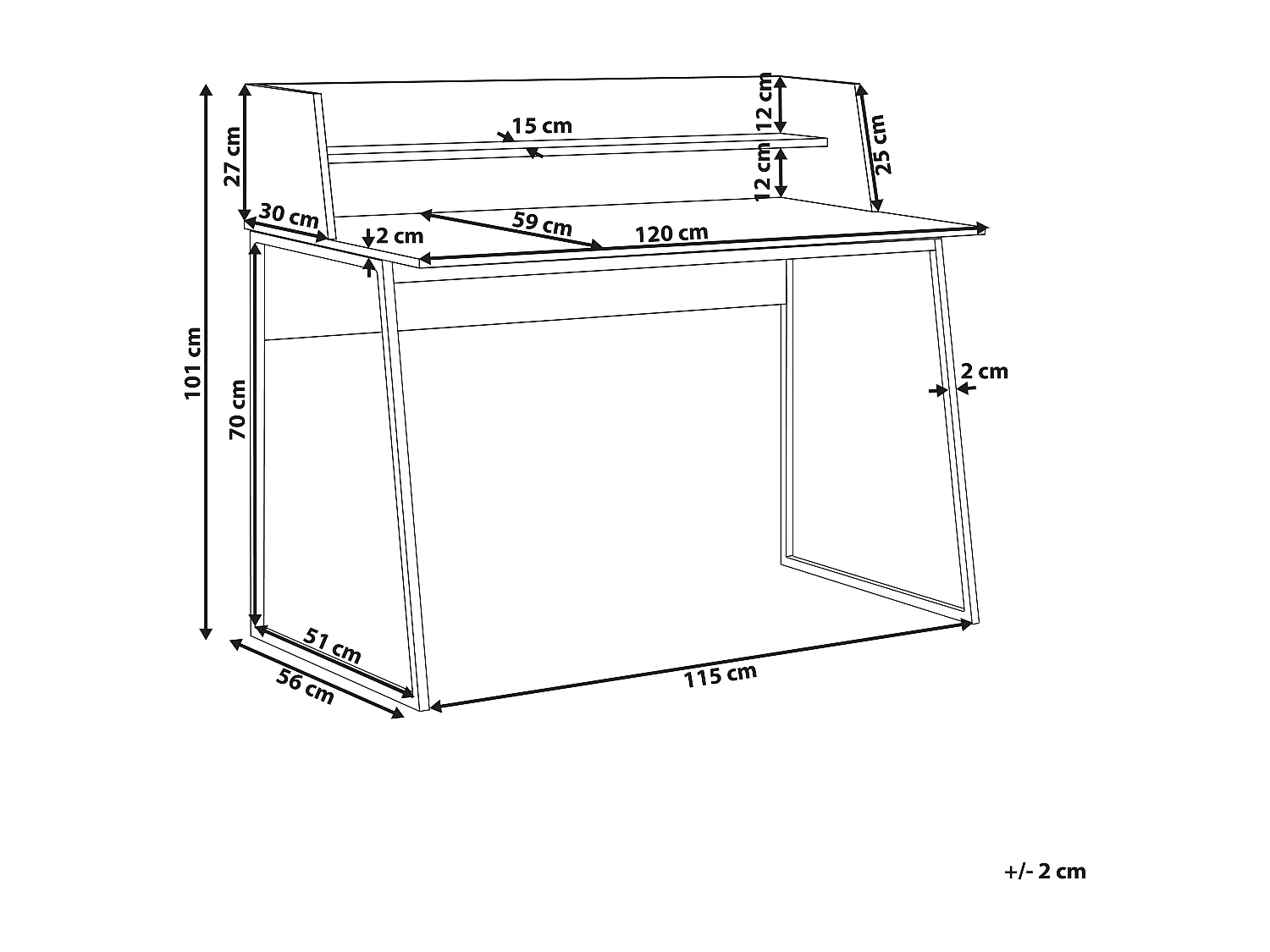 Scrivania legno chiaro e nero 120 x 59 cm GORUS