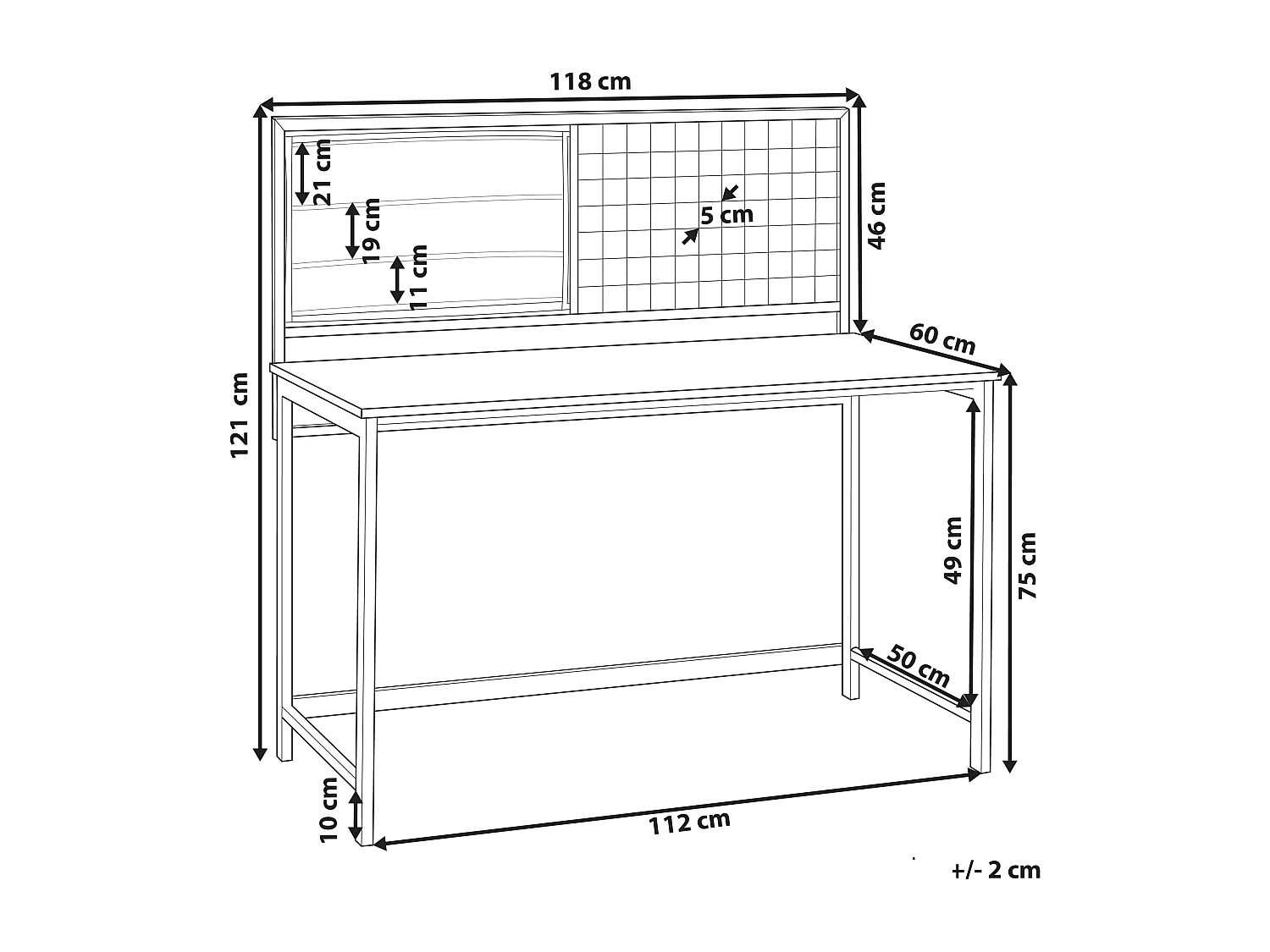 Bureau avec tableau de notes VINCE Noir 118 cm 60 cm