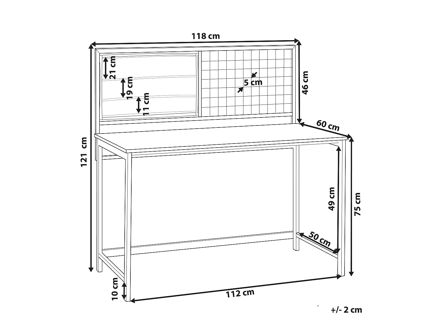 Scrivania con organizer VINCE Nero 118 cm 60 cm